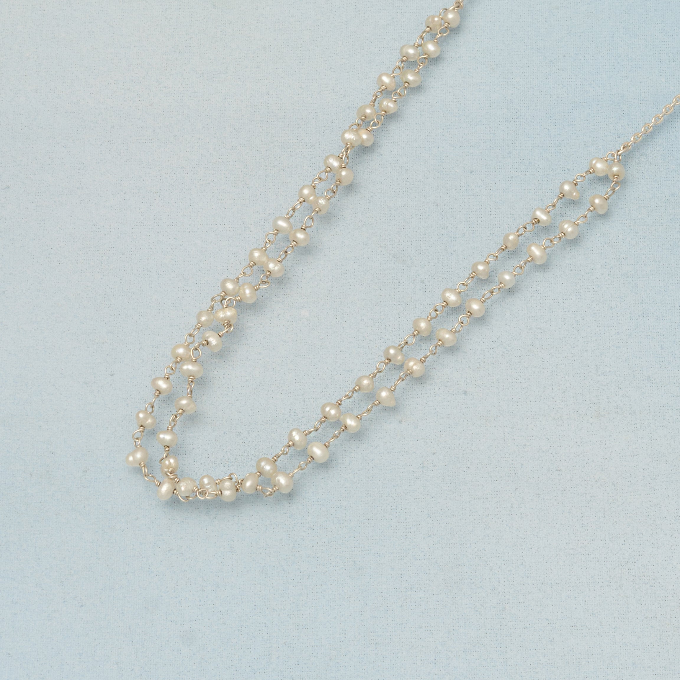 Blended Natural Pearls Silver Chain Necklace