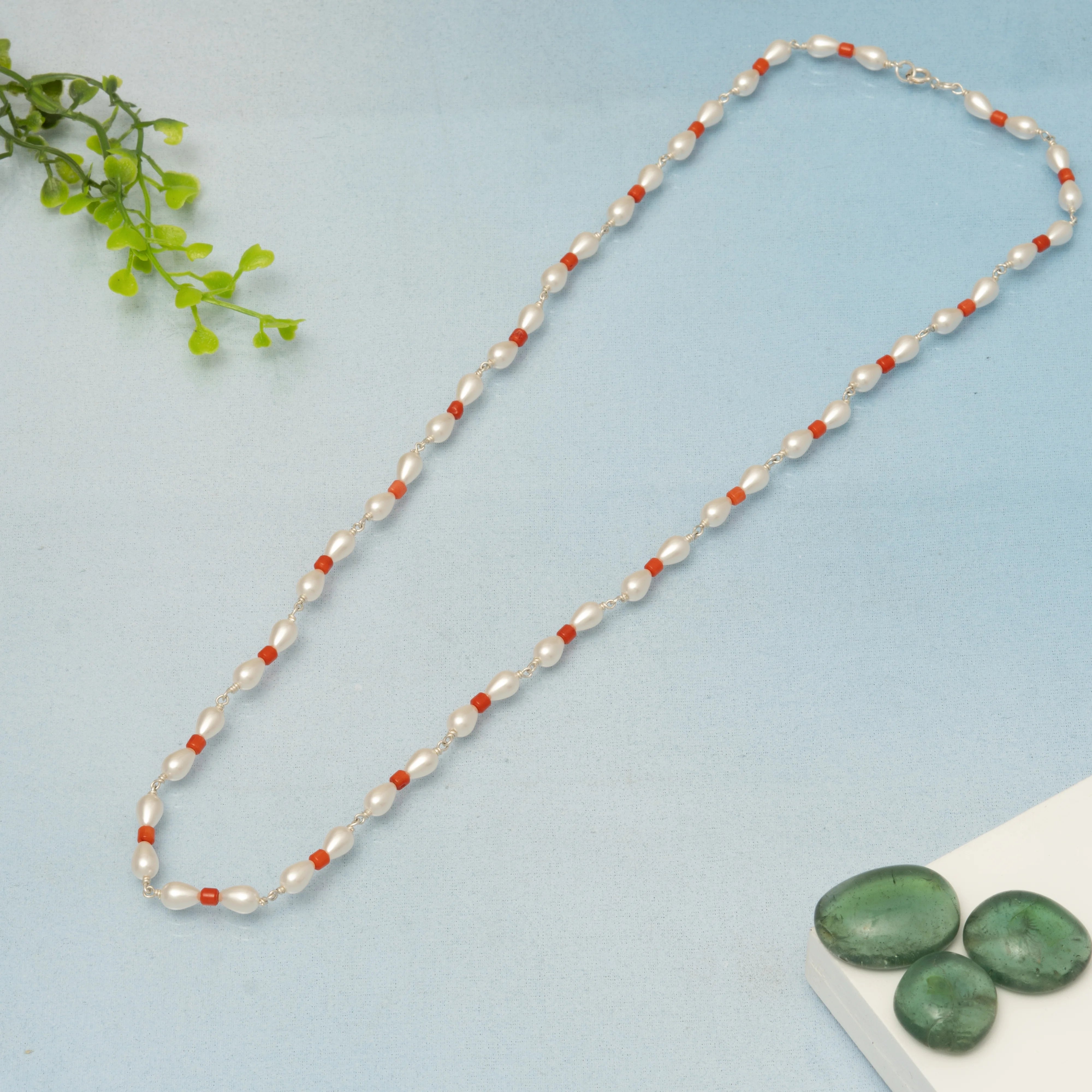 Traditional Charm Modern Pearl Coral Necklace