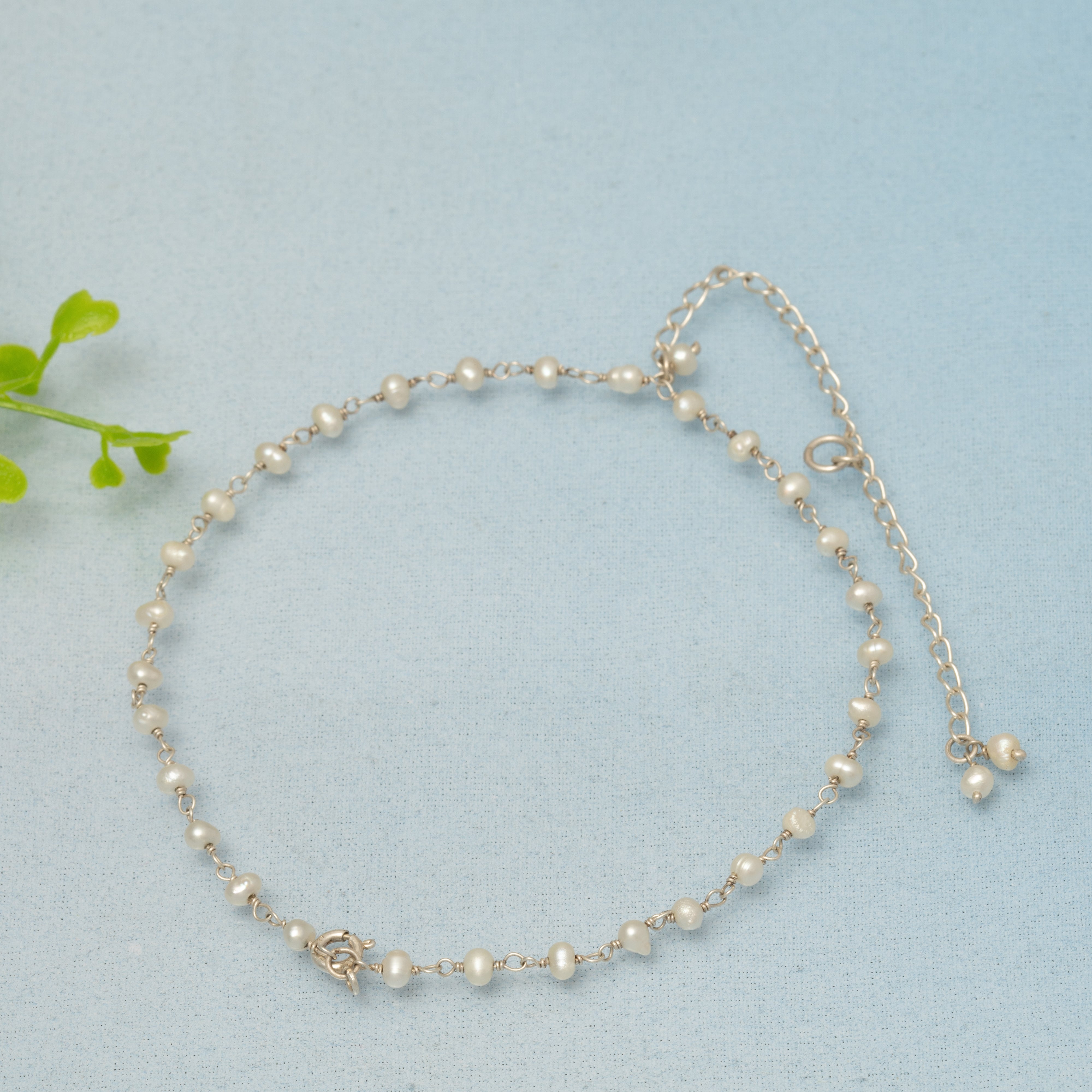 Blended Natural Pearls Silver Chain Bracelet