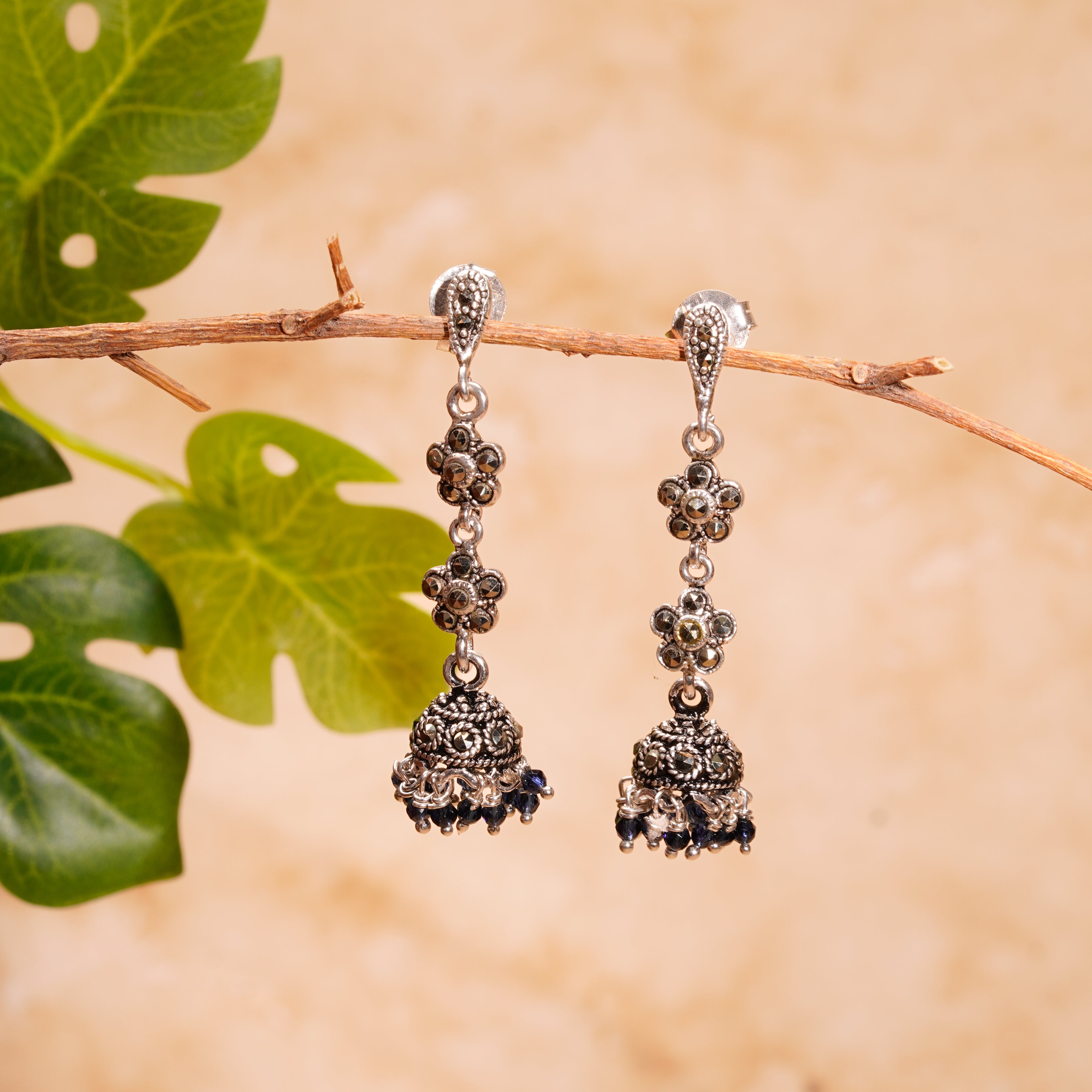 Twin Flowers Dazzling Jhumki