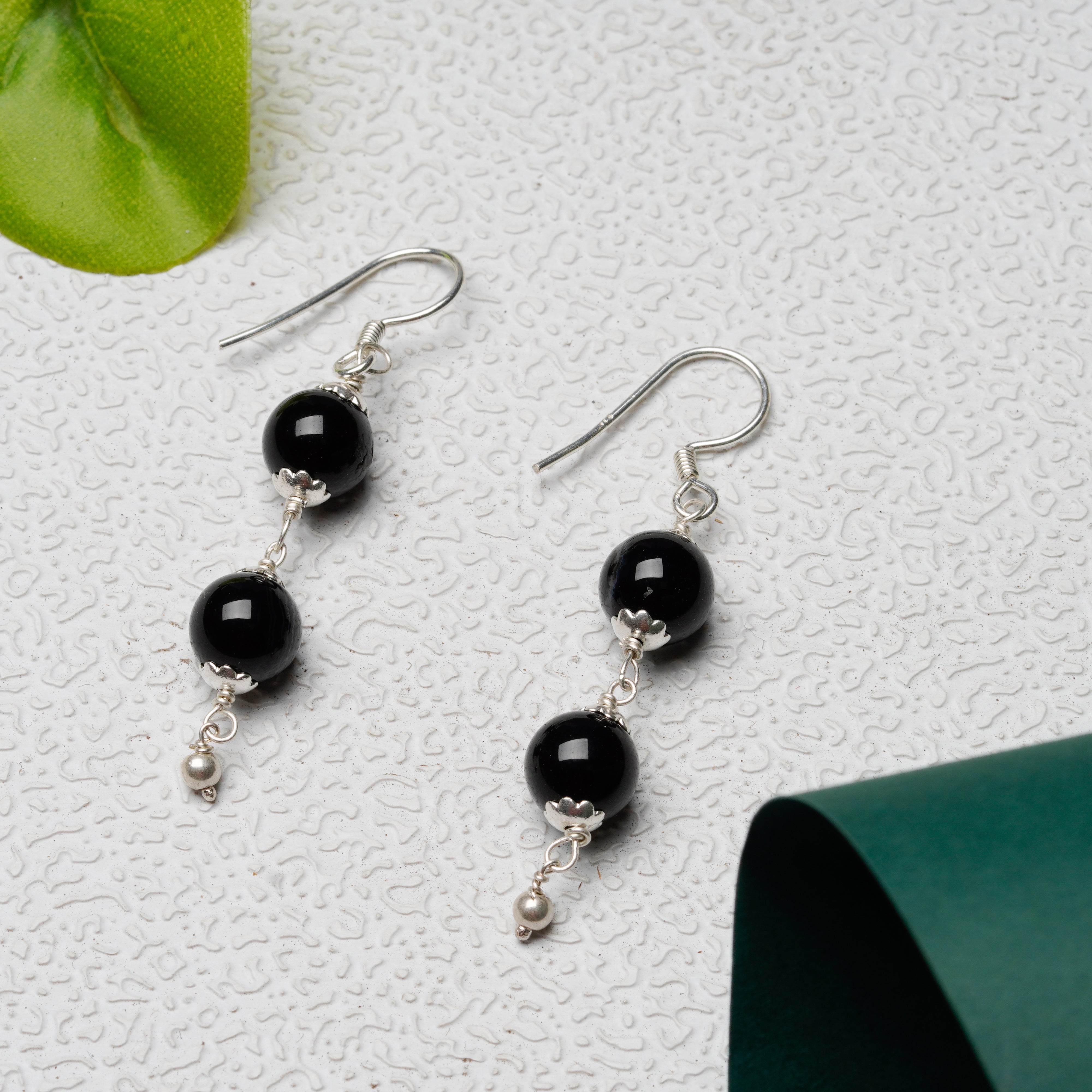 Twin Black Agate Drop Earrings