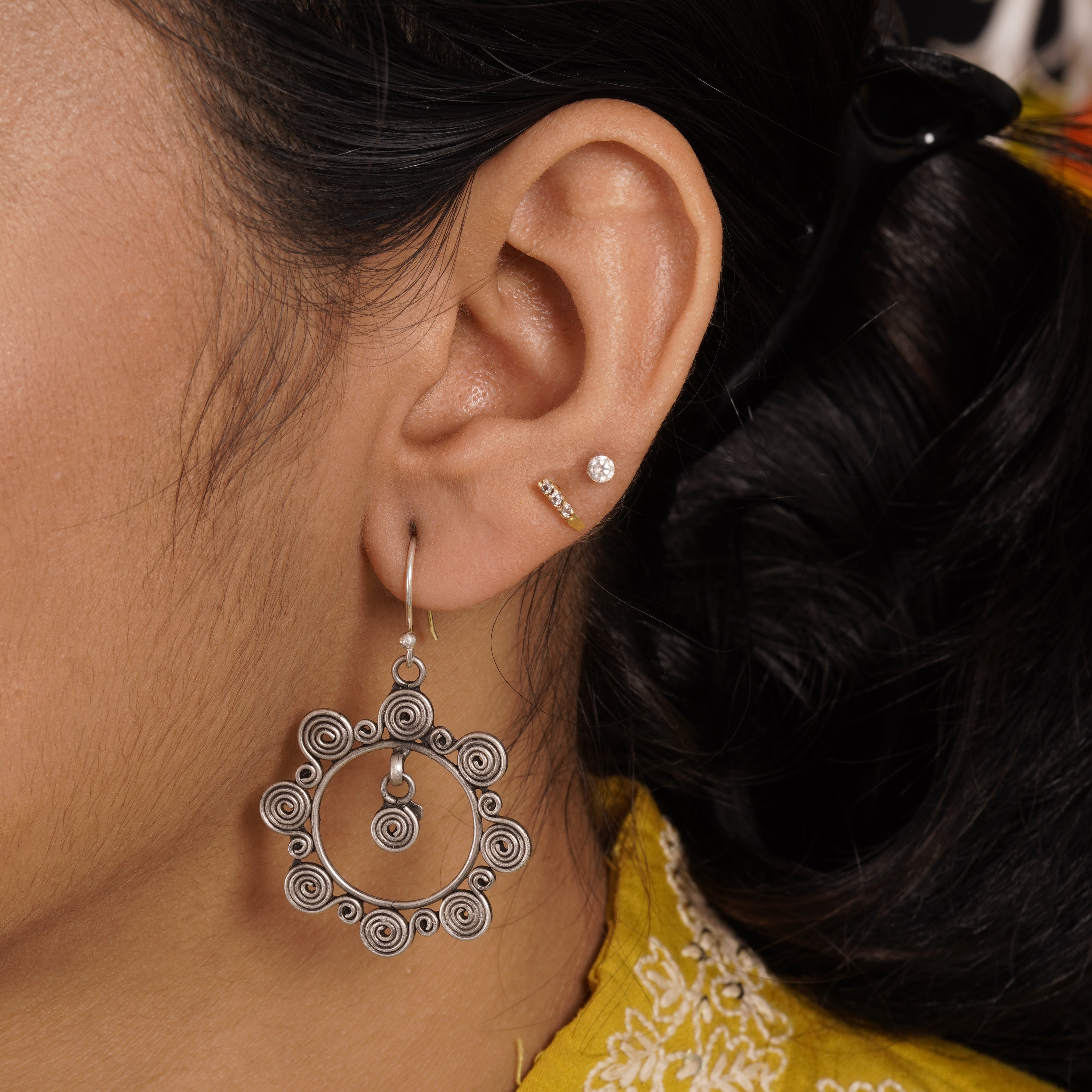 Coral Spiral Hoop Earrings