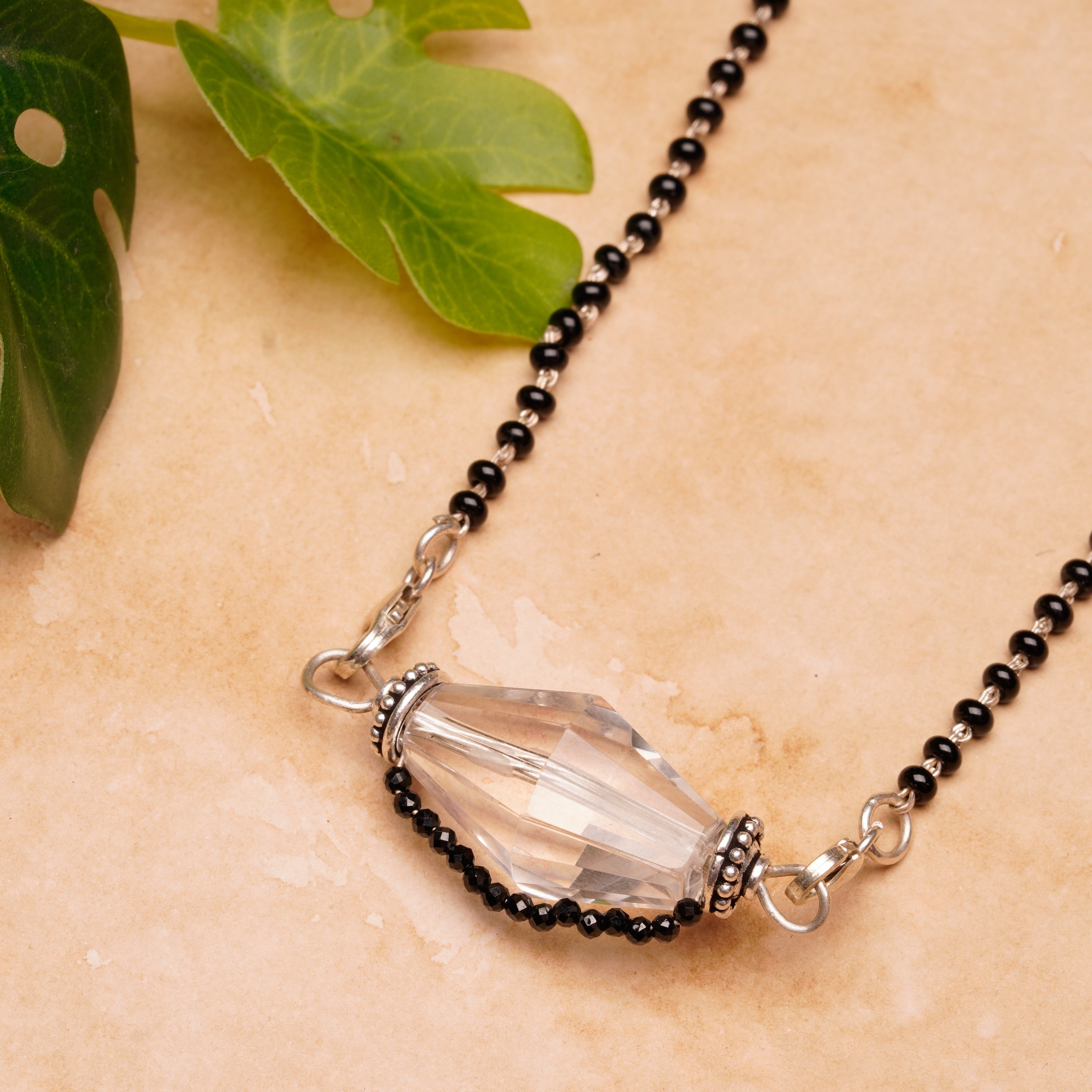 Dholaki Crystal Quartz Pendant Mangalsutra