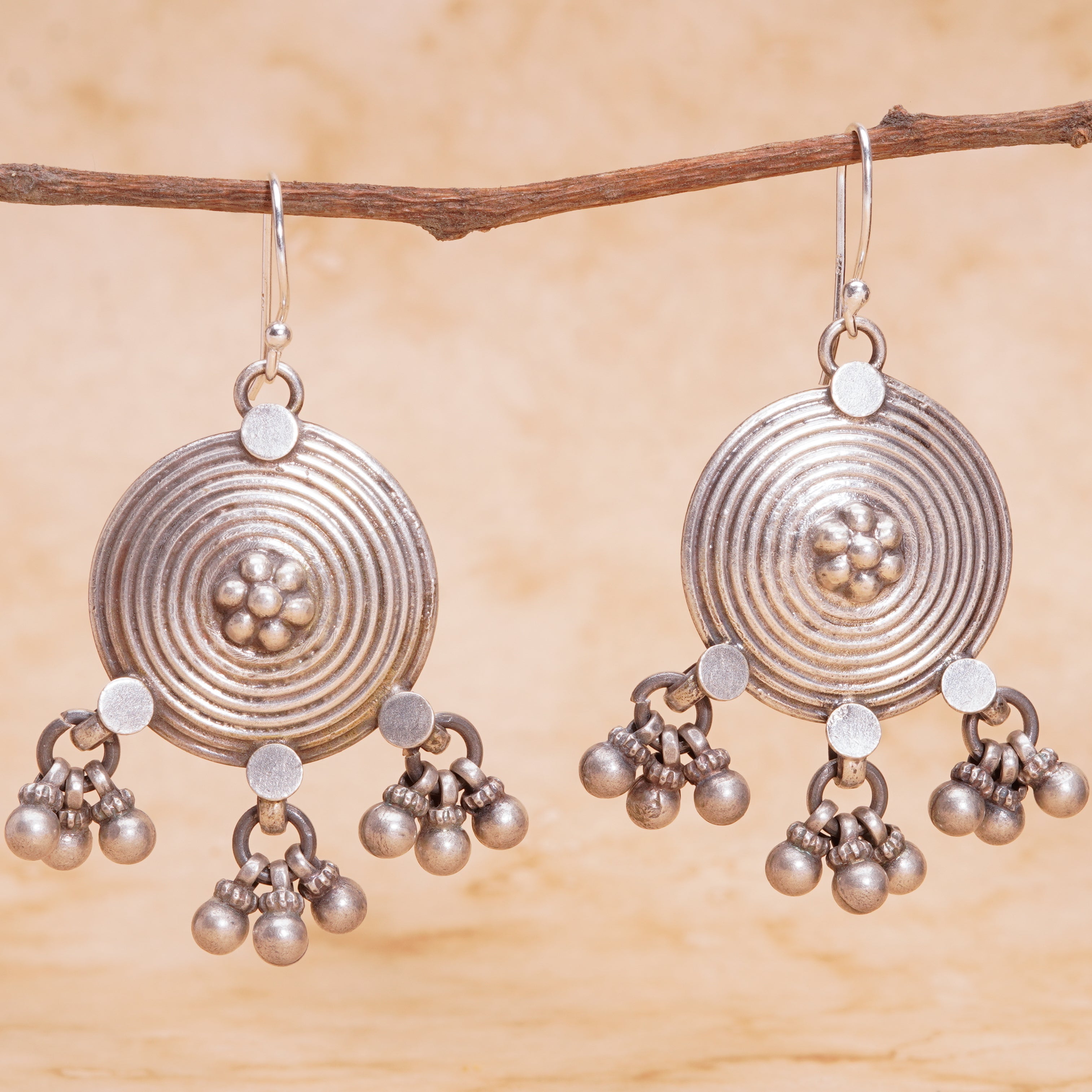 Spiral Ghungaru Hoop Earrings