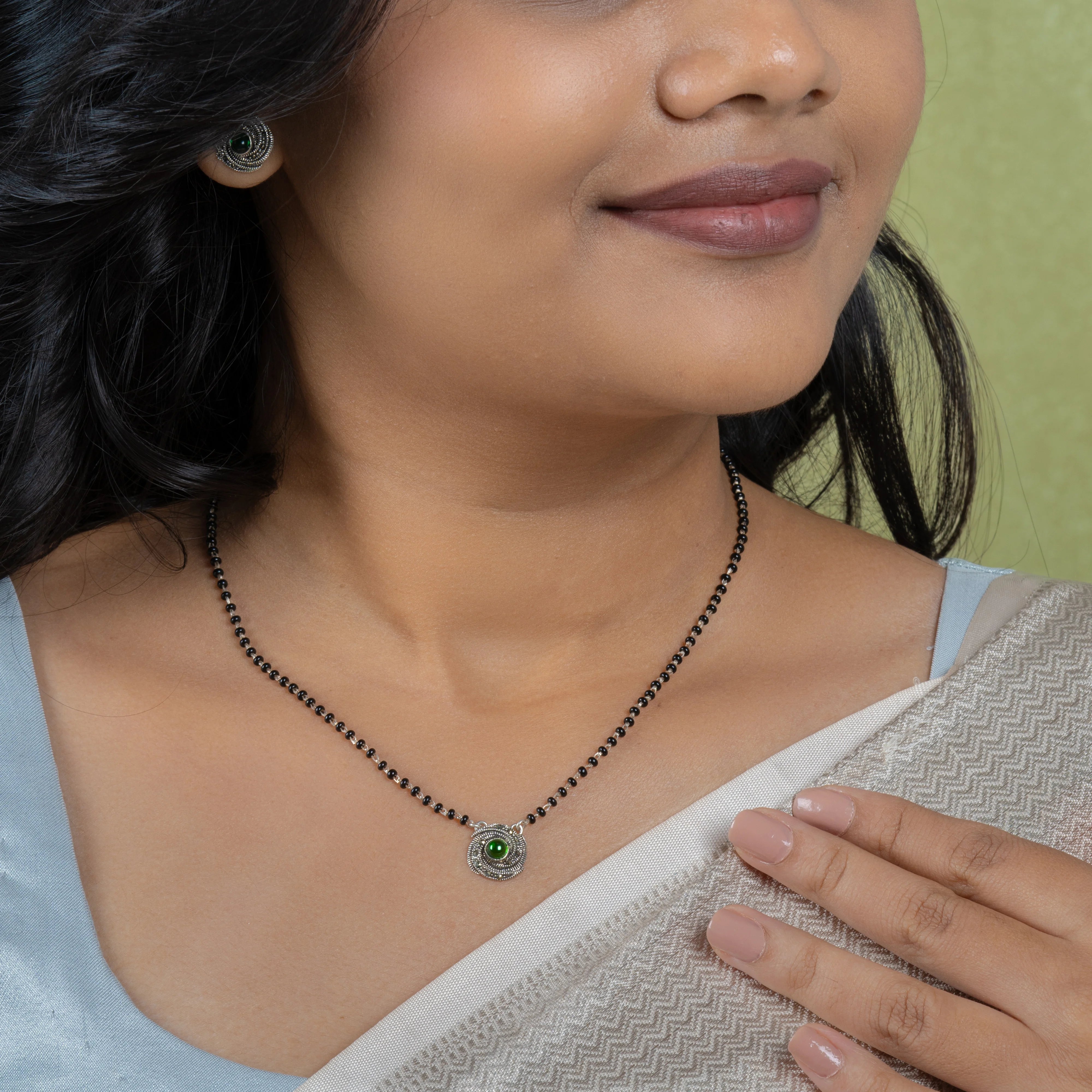 Spiral Pretty Mangalsutra with Earrings