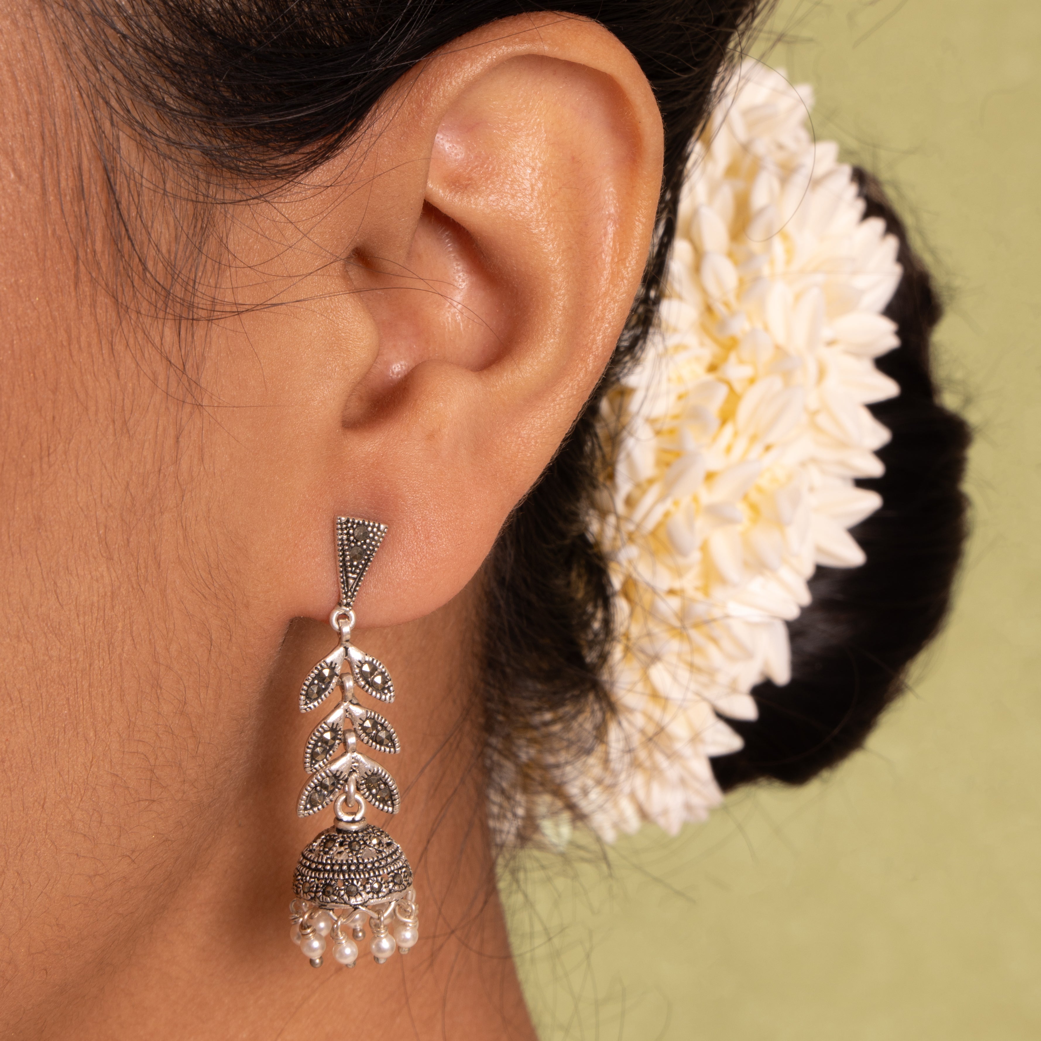 Leaf Charm Delicate Jhumki Earrigs