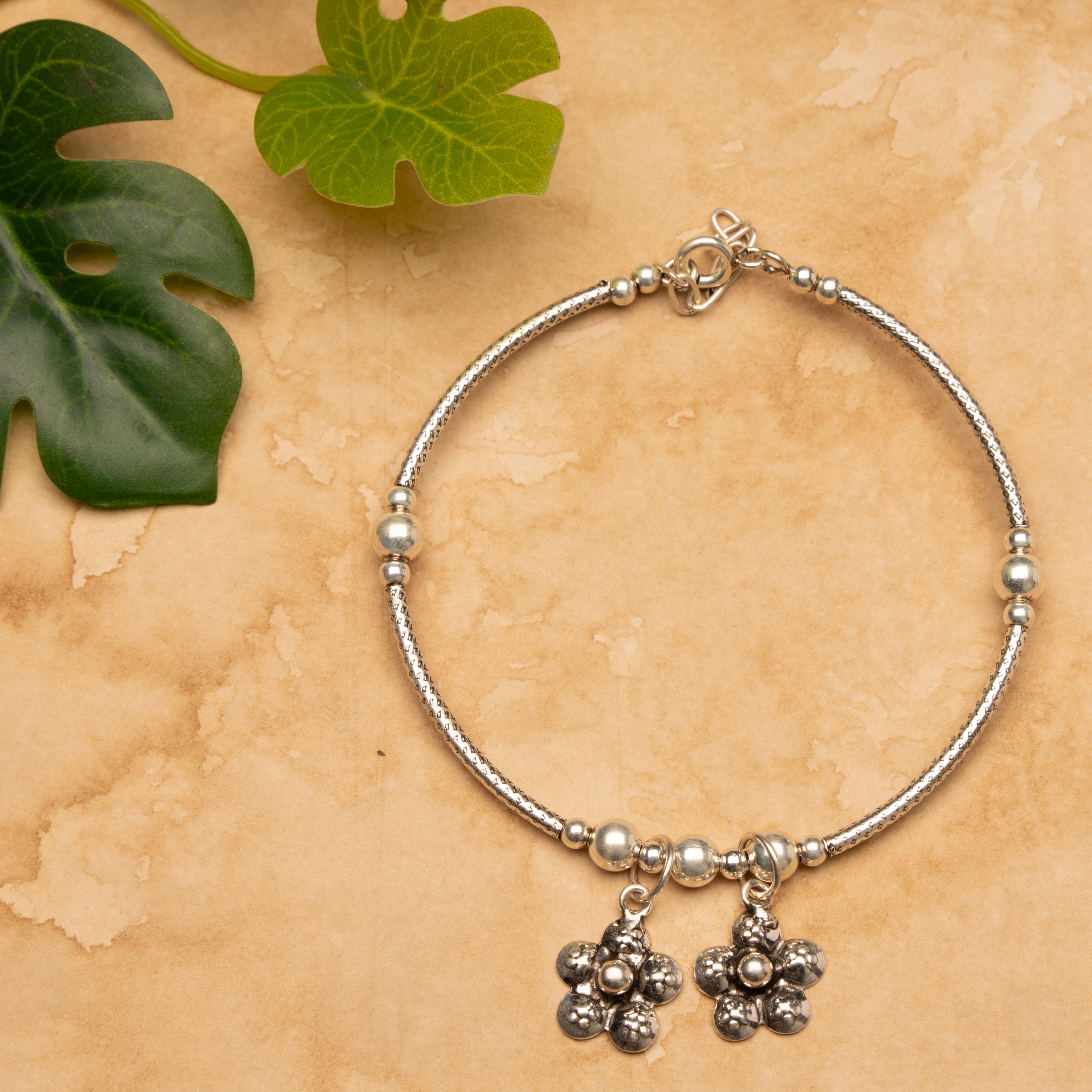 Openable Flower Charm Bangle Cum Bracelet