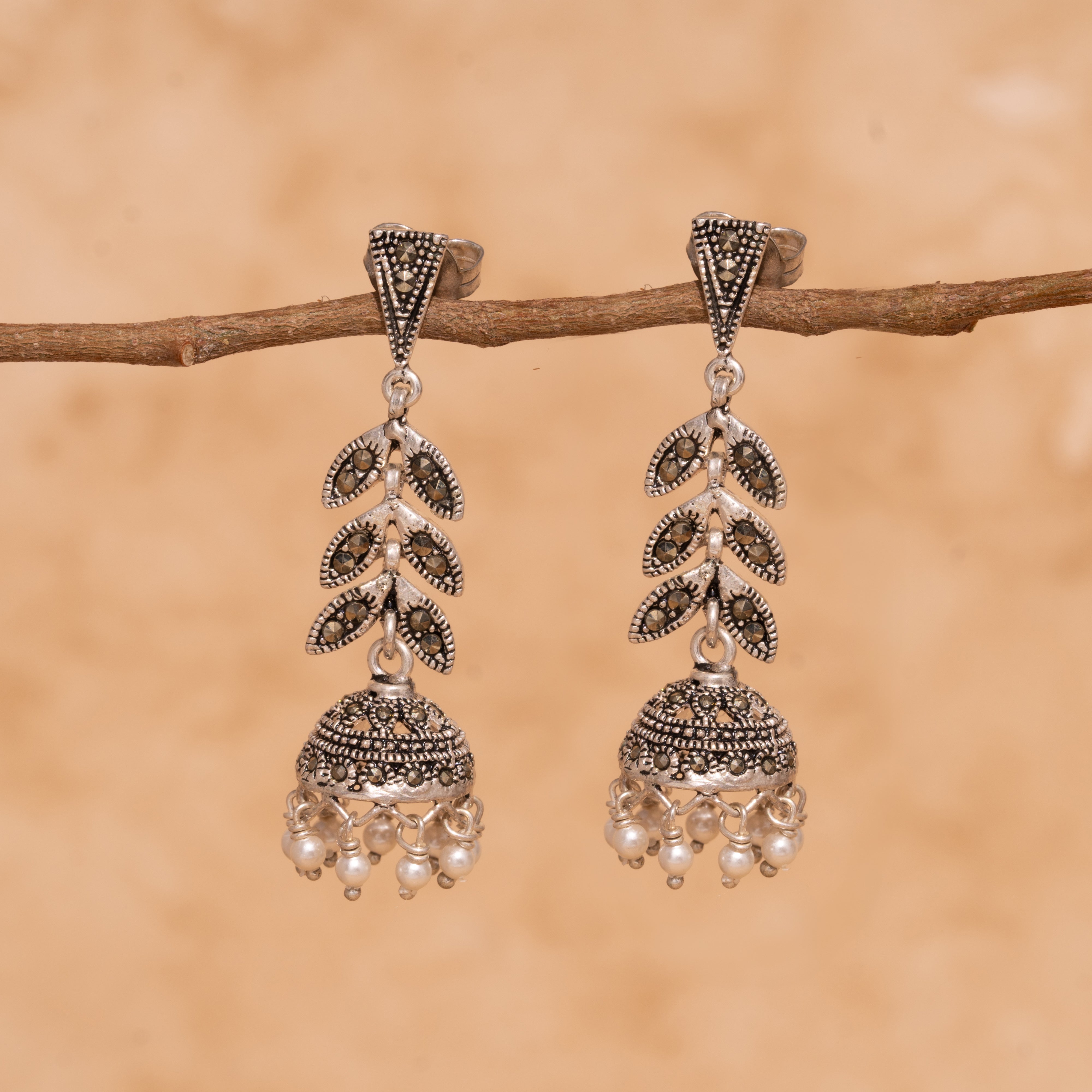 Leaf Charm Delicate Jhumki Earrigs