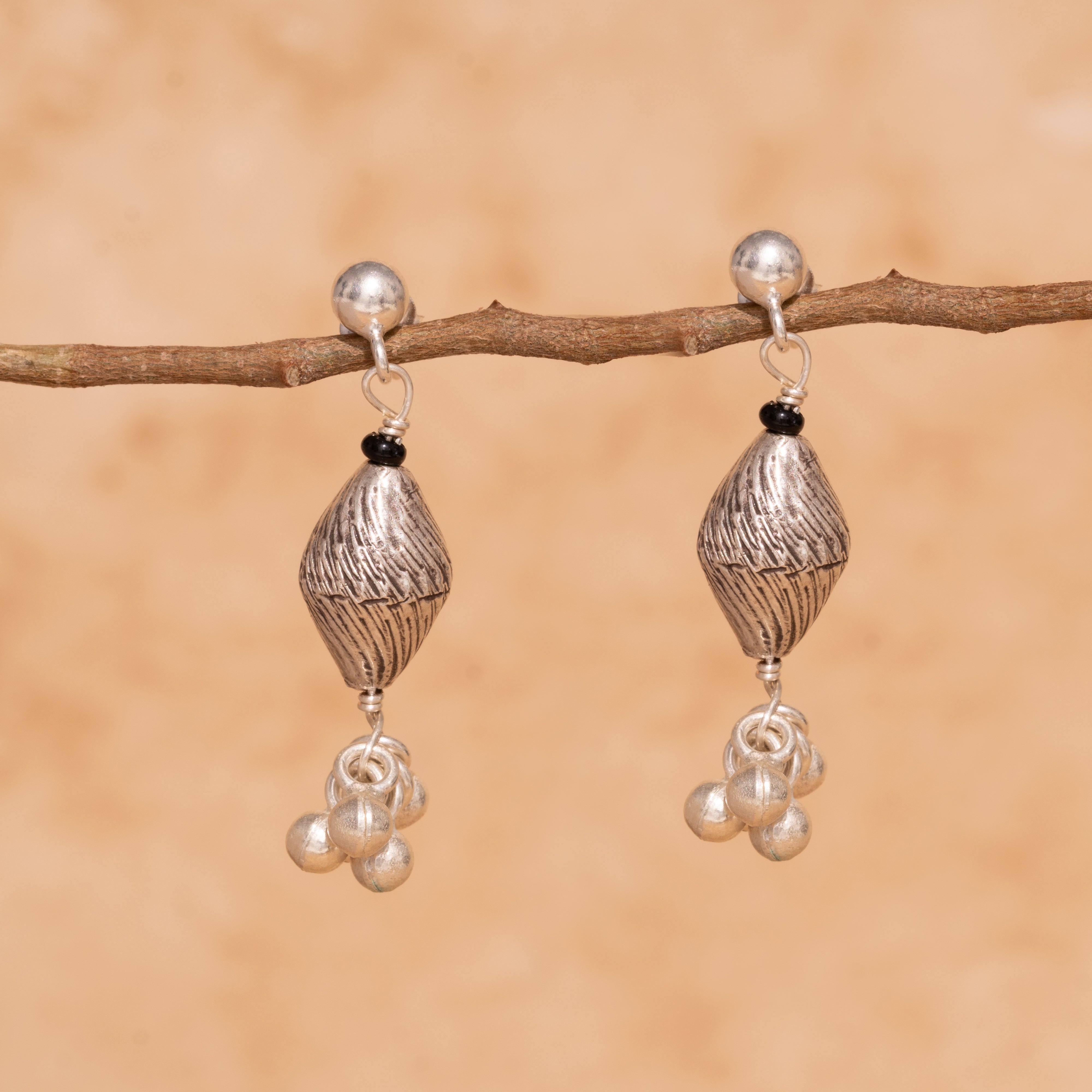 Dholaki Ghungaru Silver Earrings