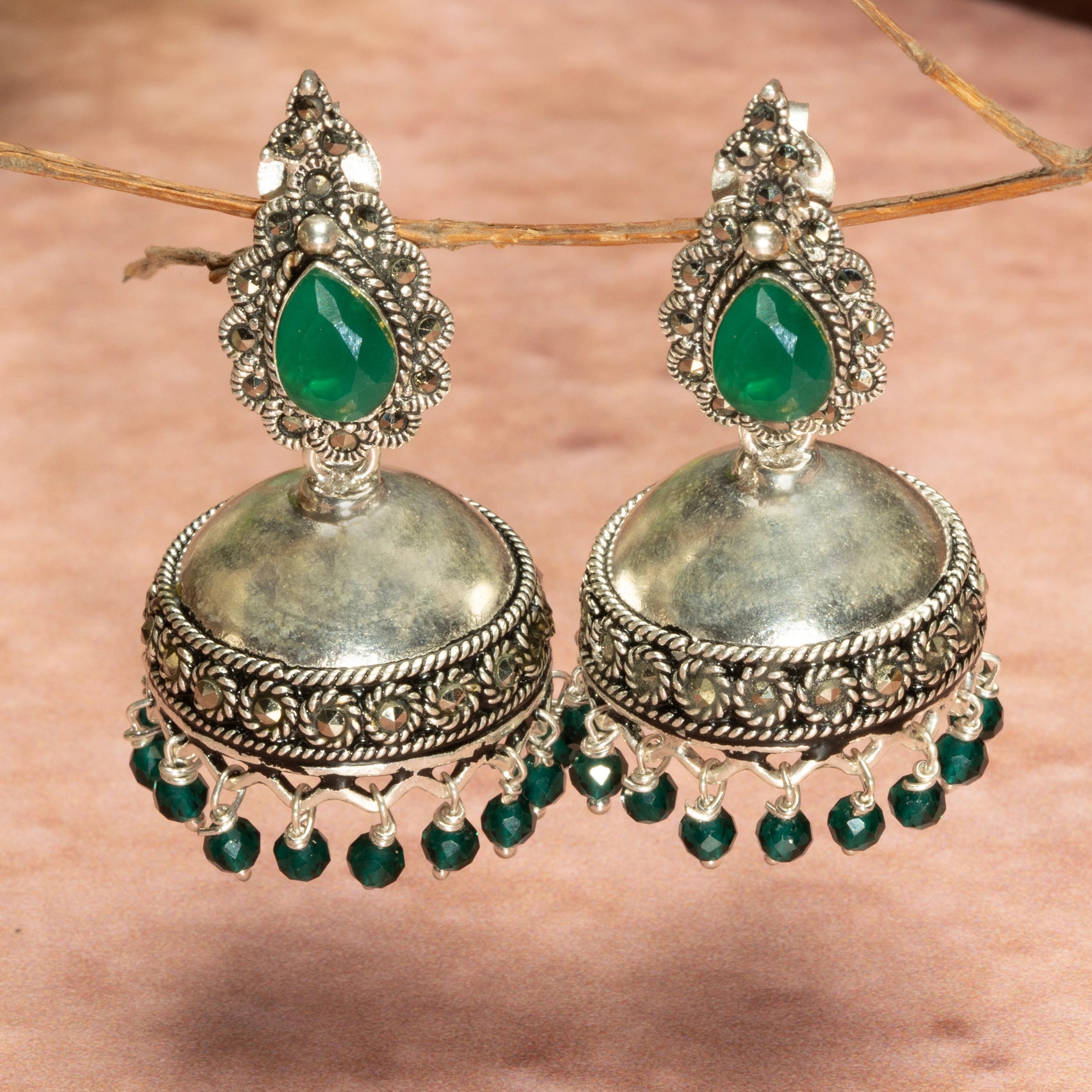 Green Leaf CZ Jhumki