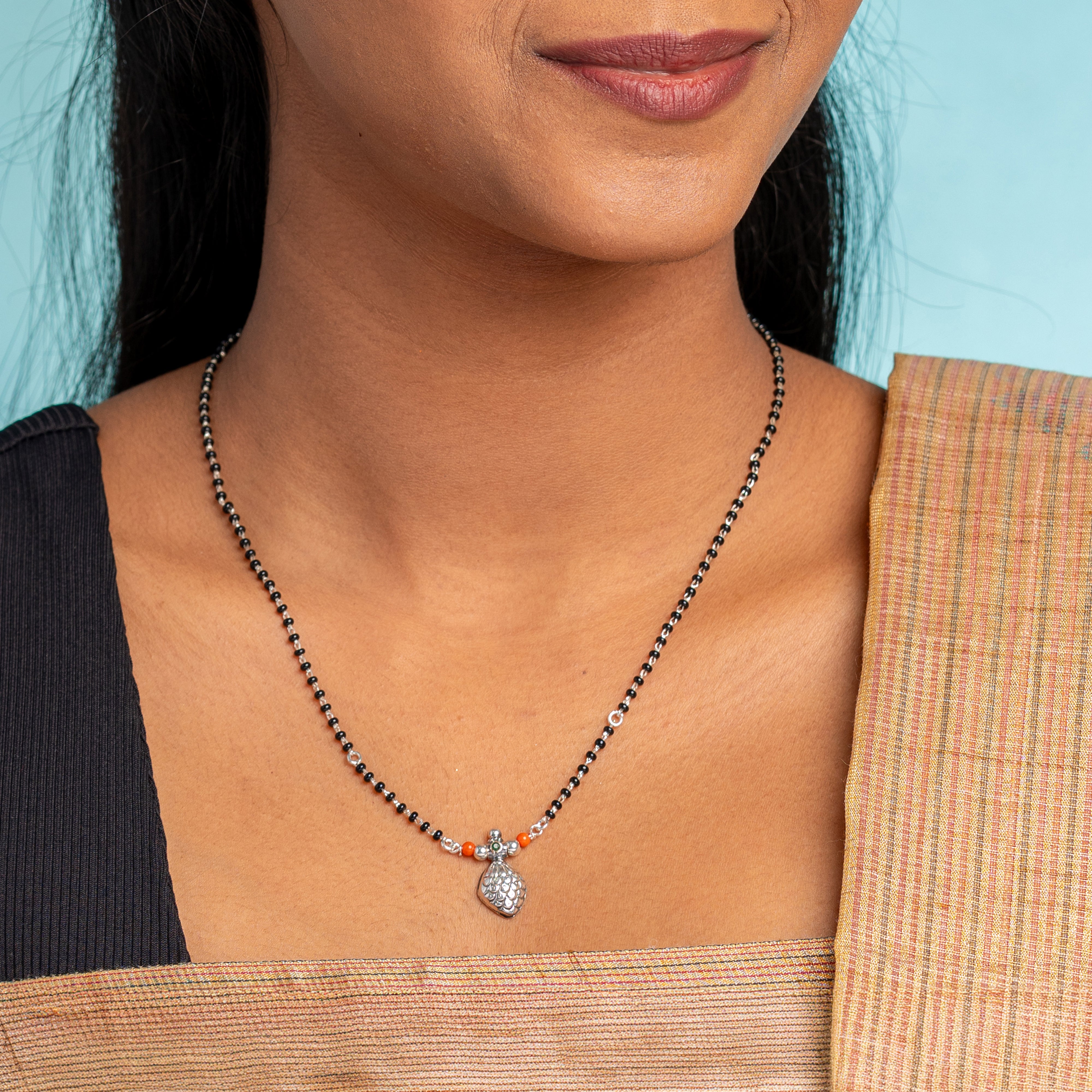 Feather Single Wati Silver Mangalsutra