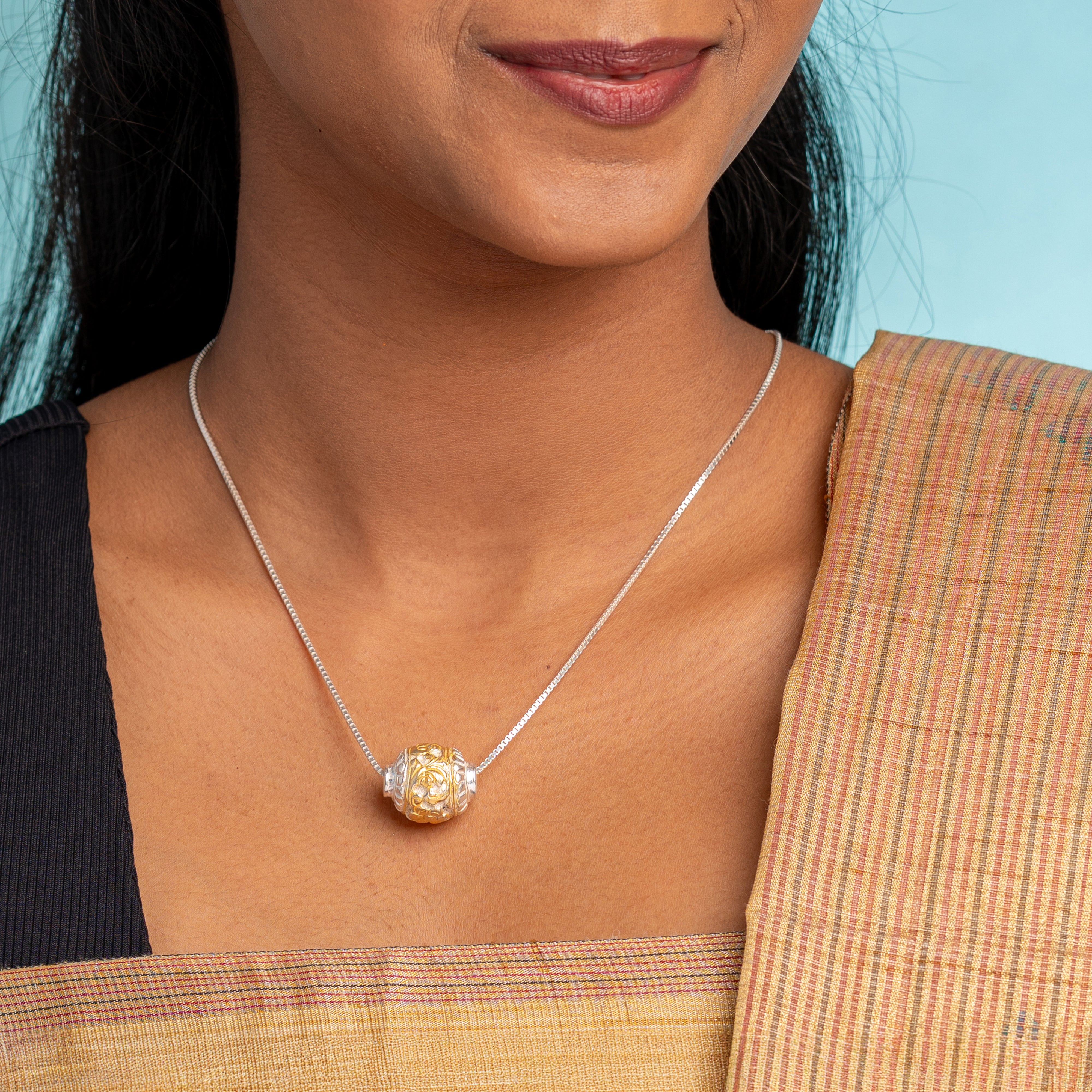 Duel Tone Silver Bead Pendant