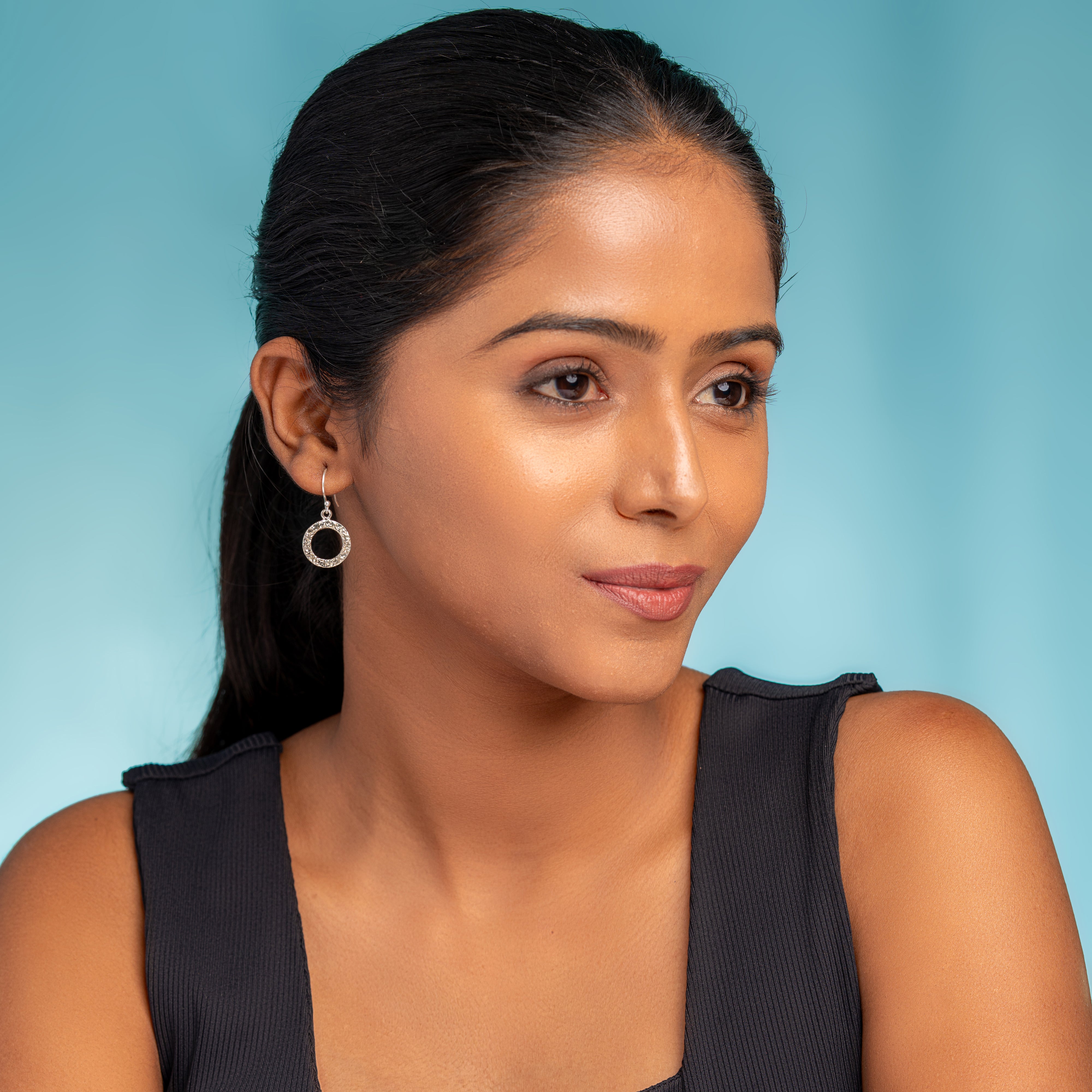 925 Sterling Silver Handmade Hammered Classic Dangle Round Small Earring