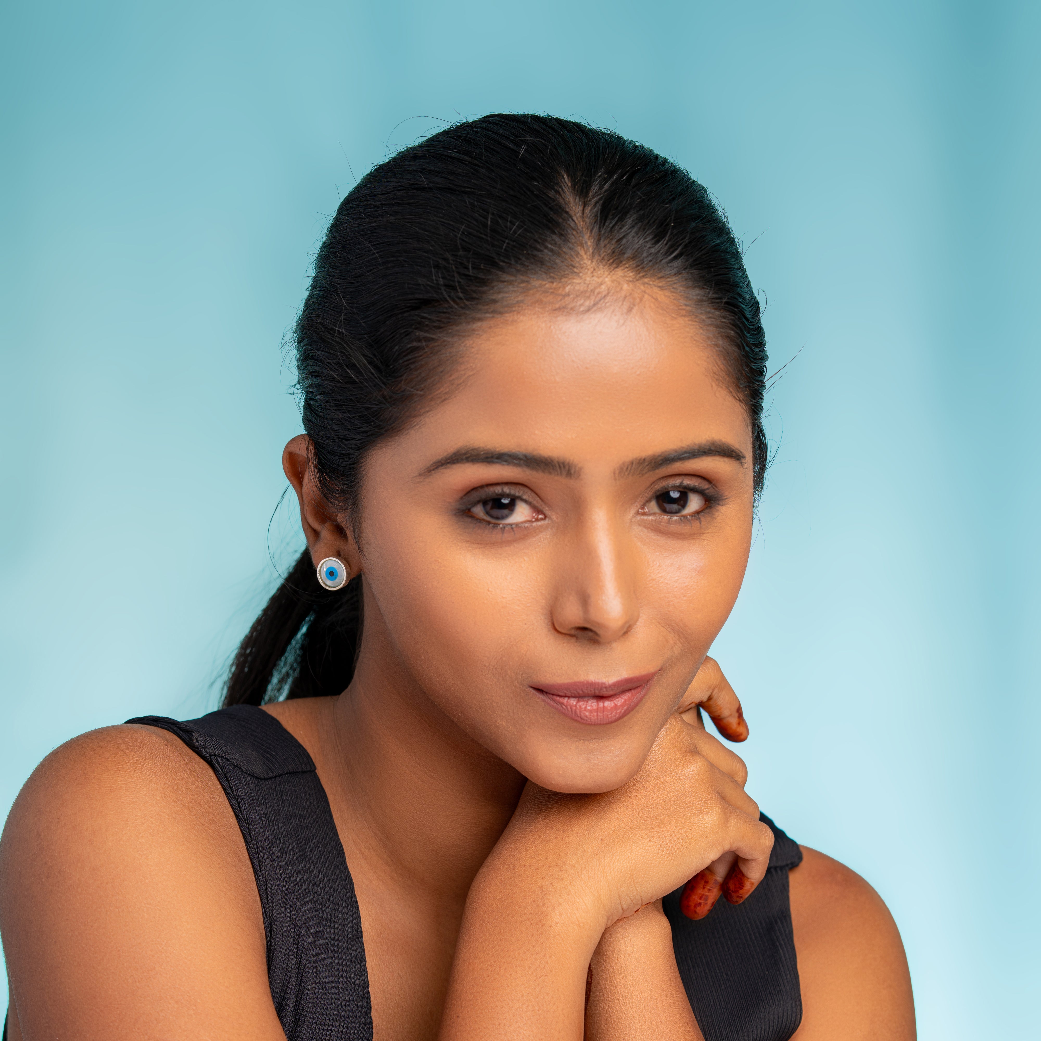 Evil Eye Circle Earrings