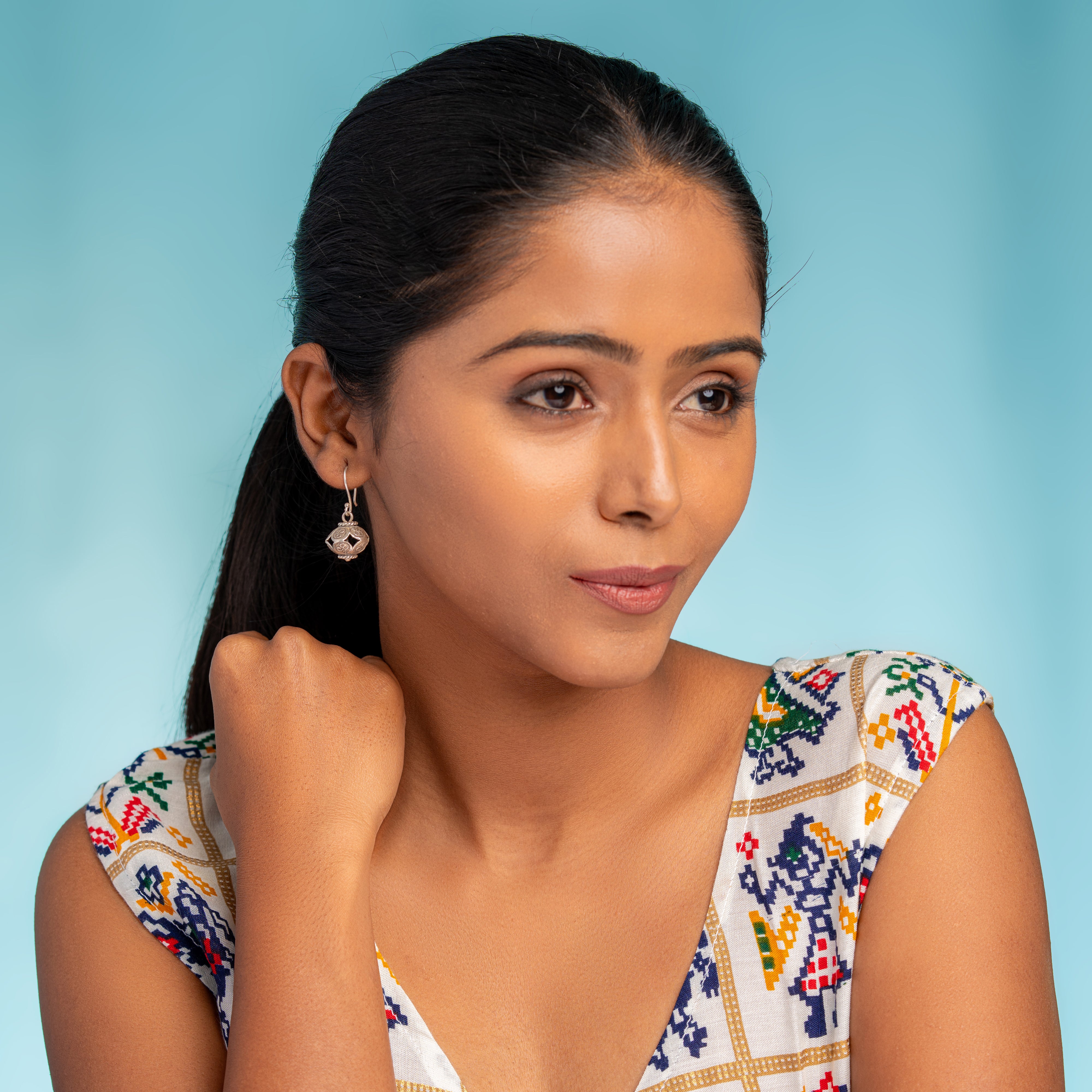 Om Silver Essence Danglers