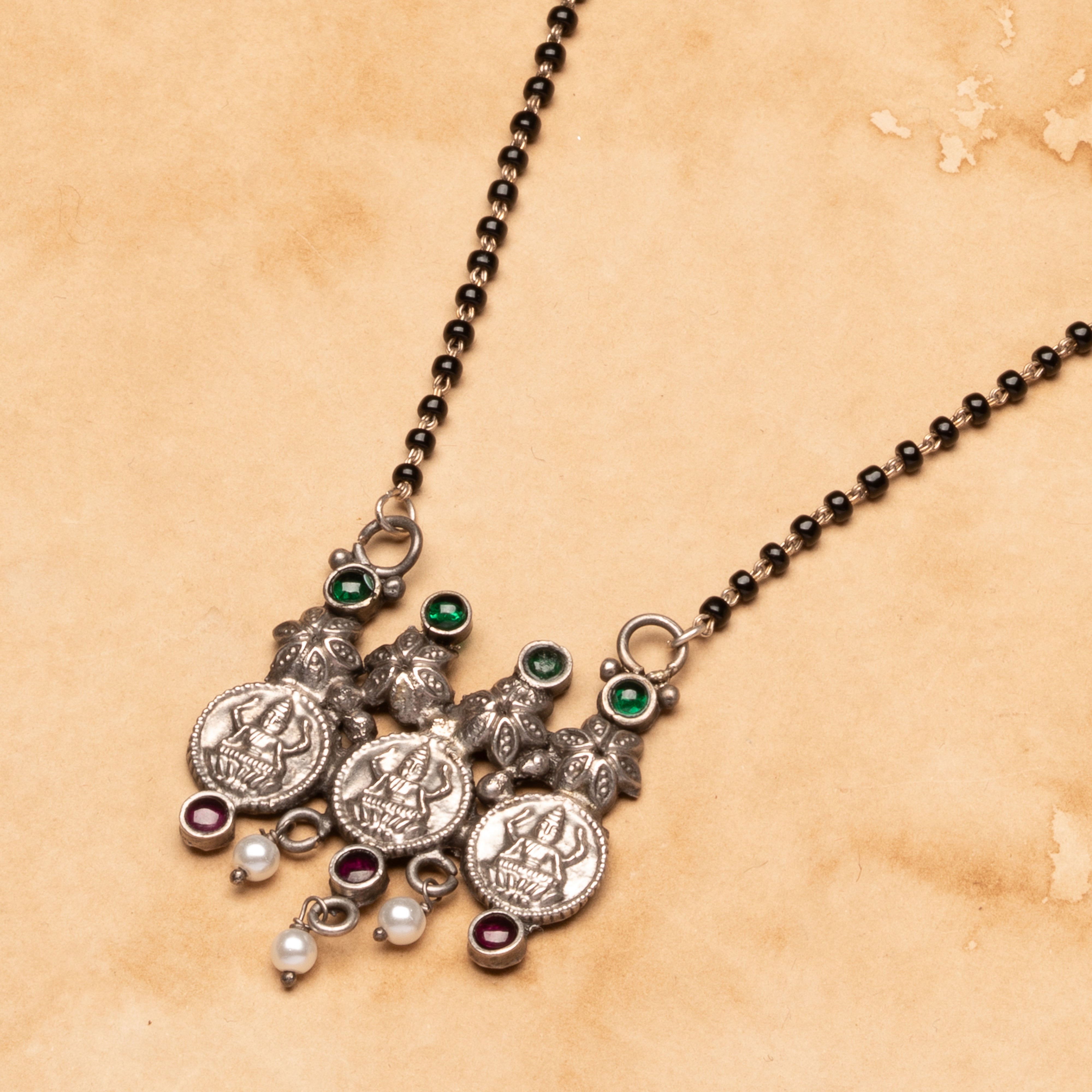 Lakshmi Temple Silver Mangalsutra 1