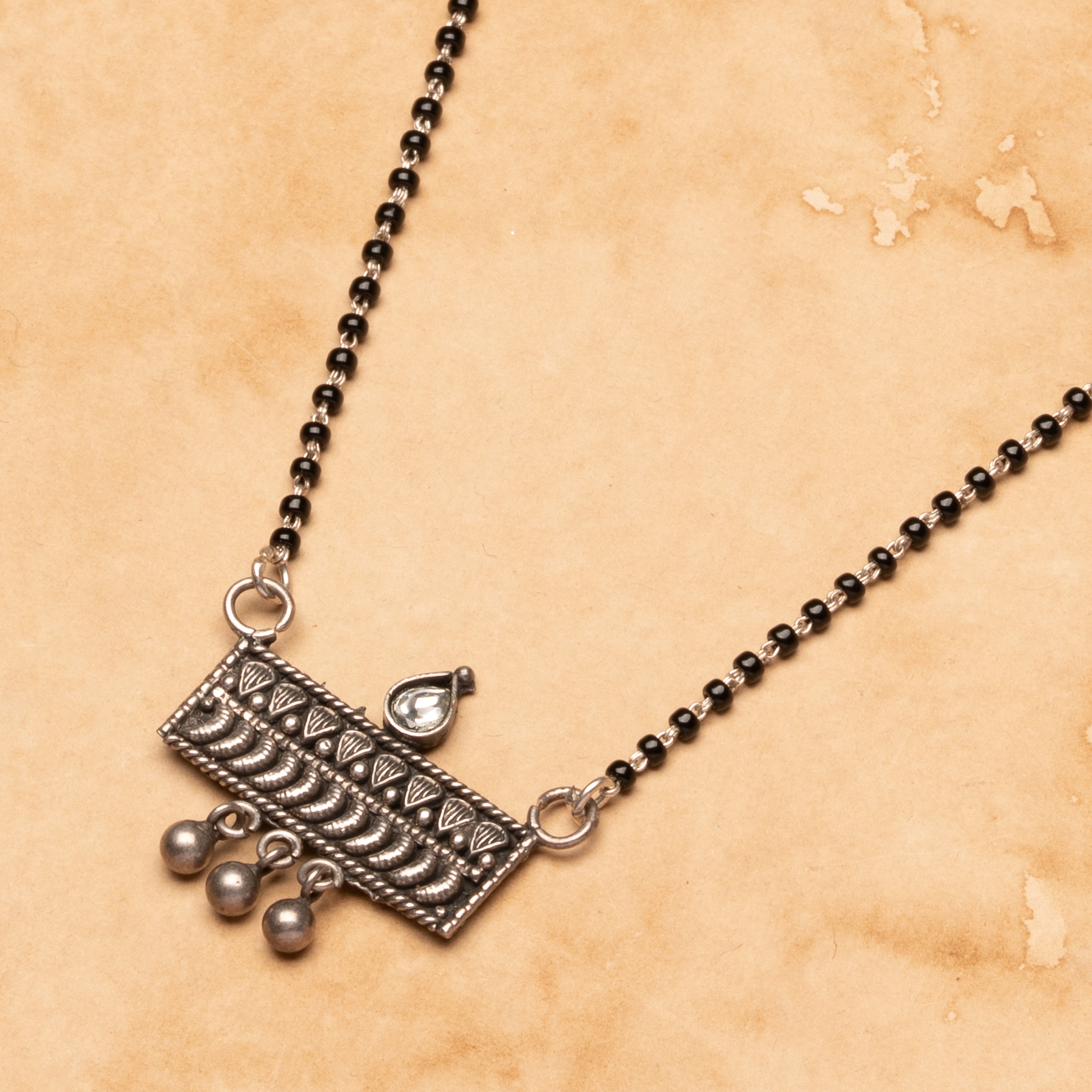 Ritika Silver Rectangular Temple Mangalsutra