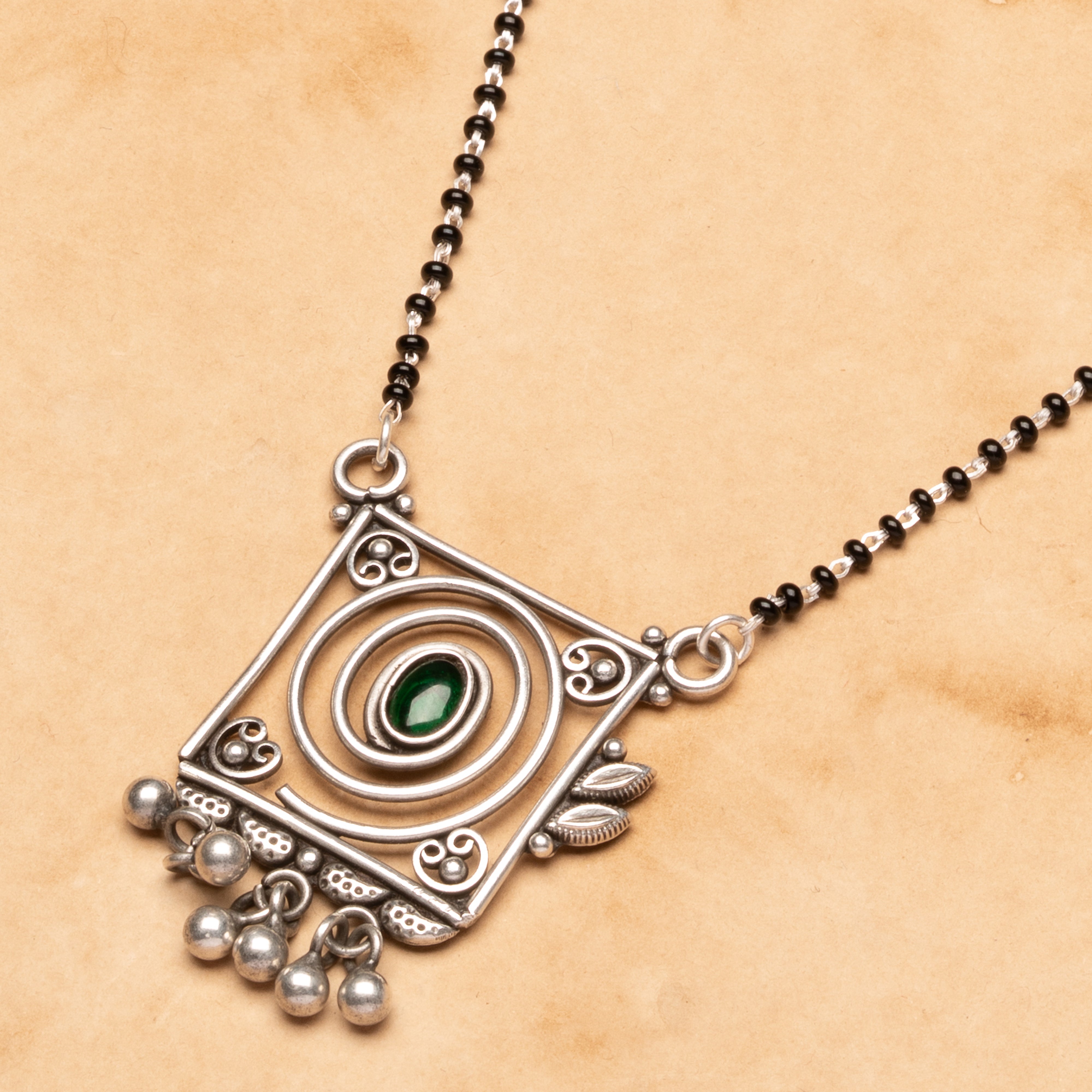 Taru Square Handmade Silver Mangalsutra