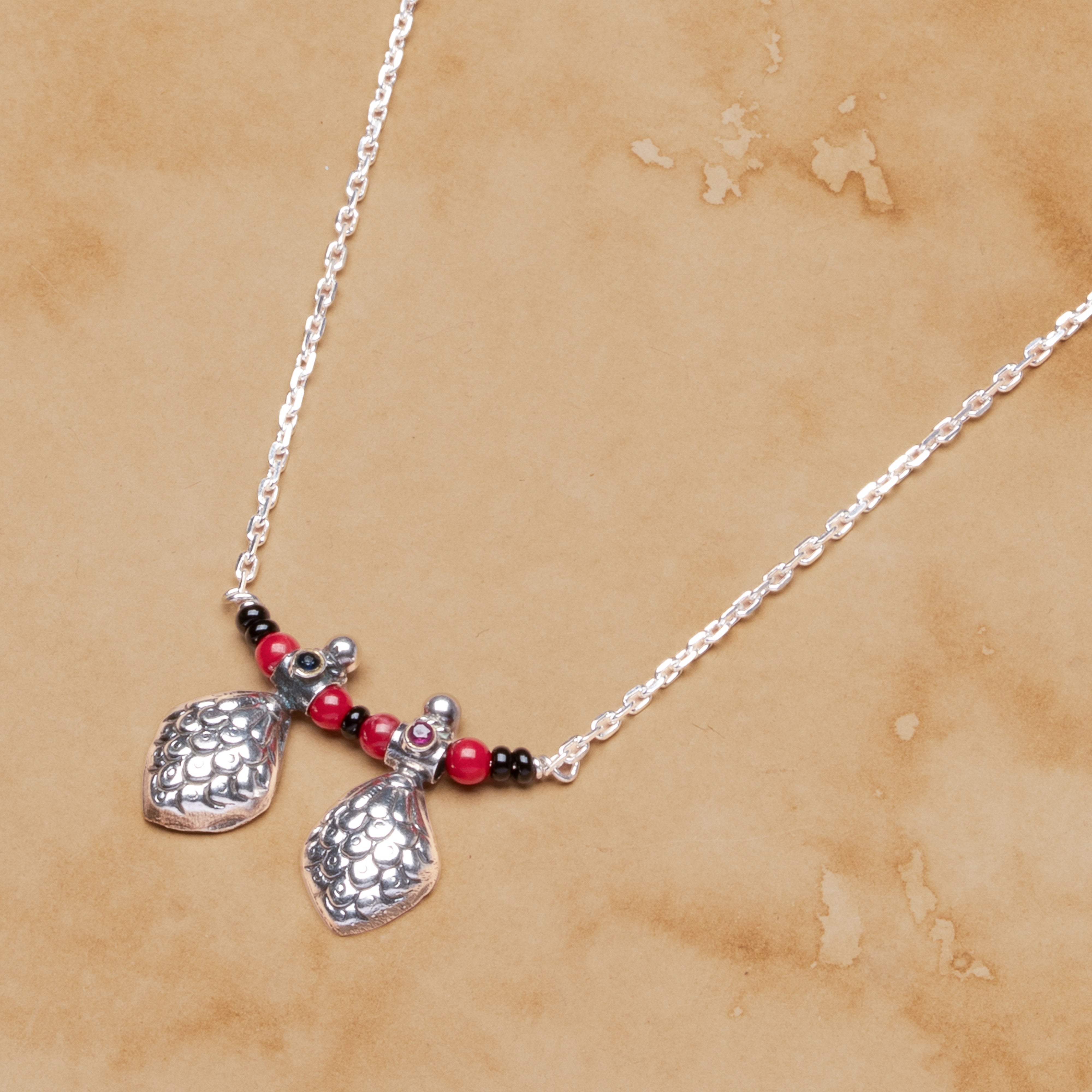 Feather Double Wati Silver Mangalsutra