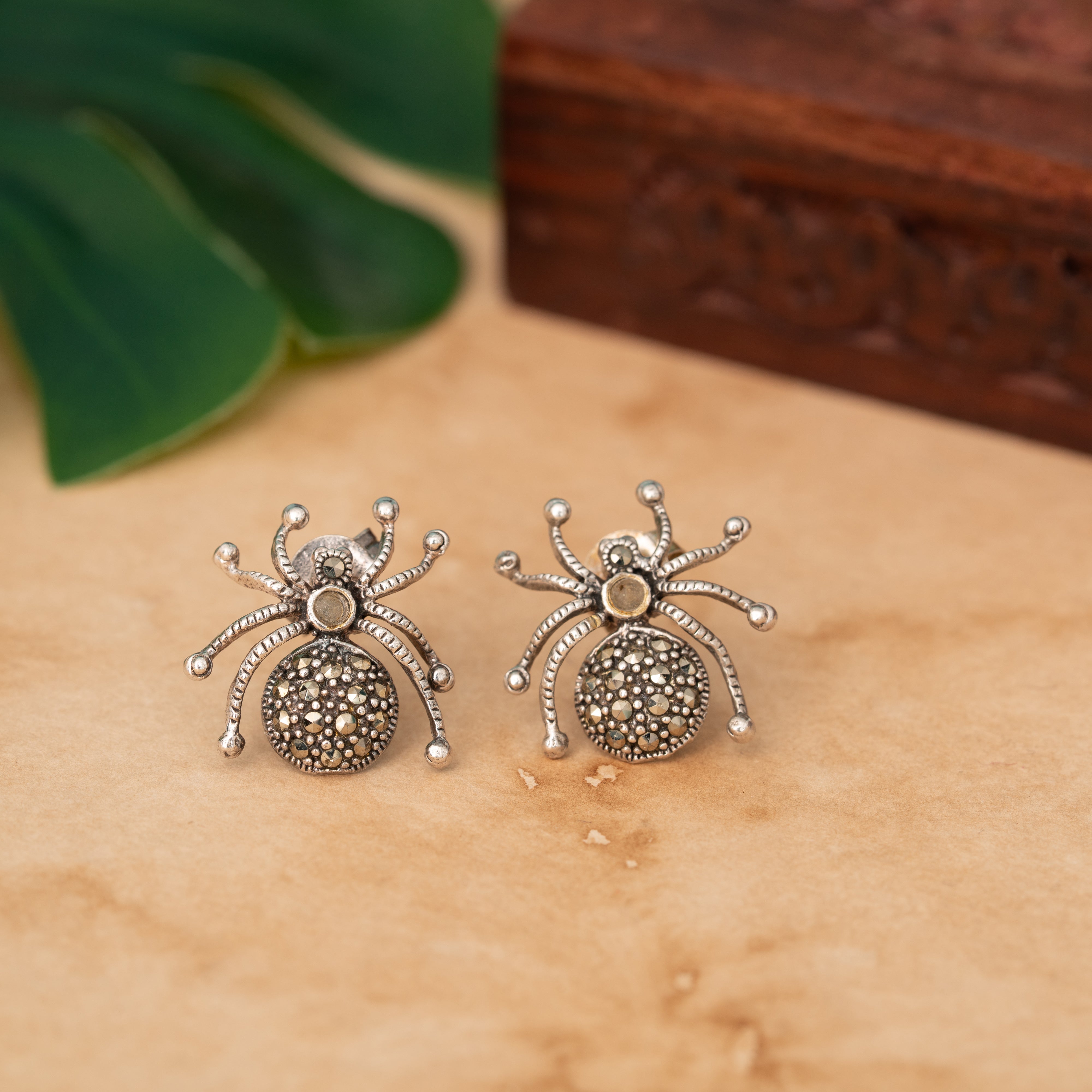 Silver Spider Earrings