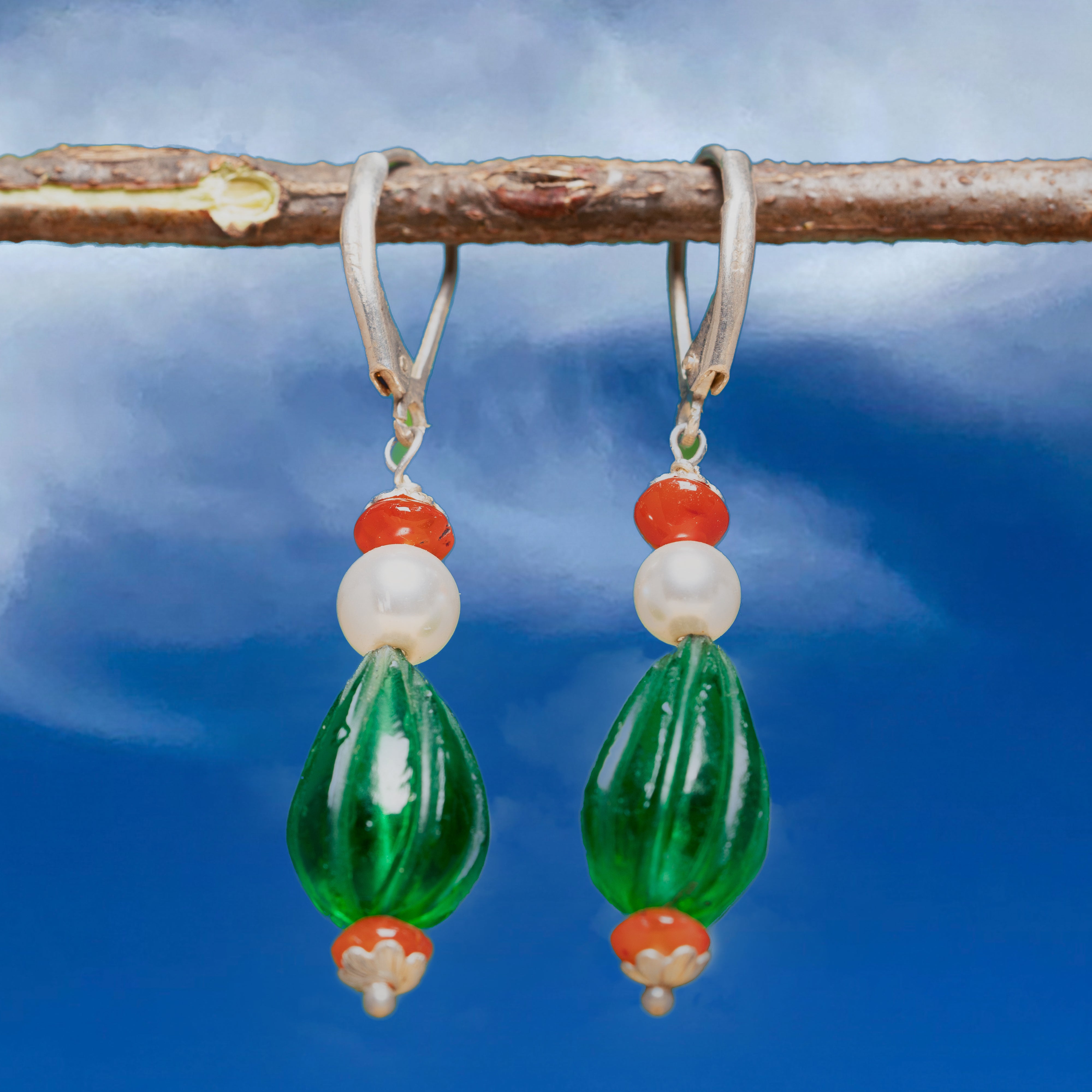 Emrald Silver Hoop Earrings