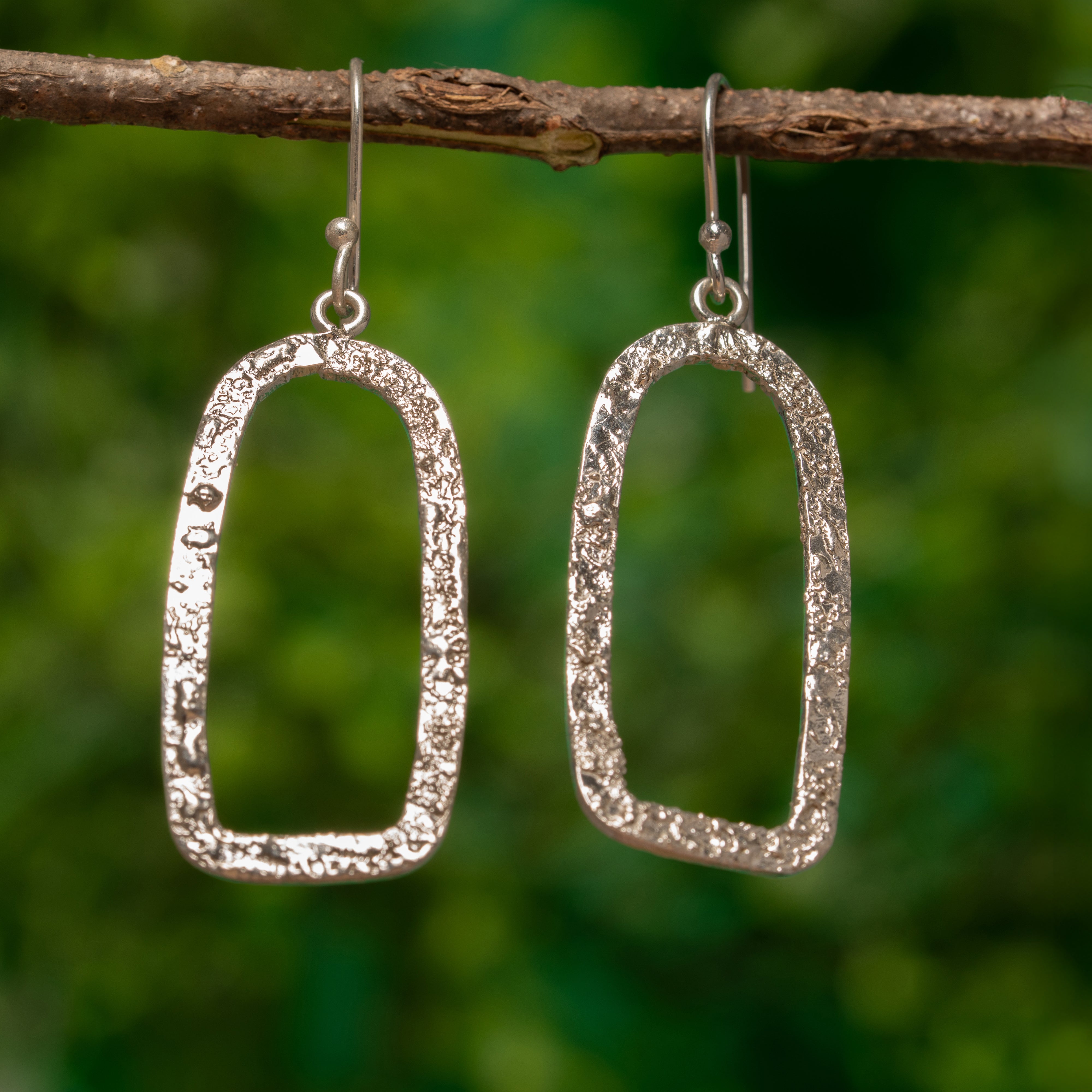 925 Sterling Silver Handmade Hammered Classic Dangle window Earring