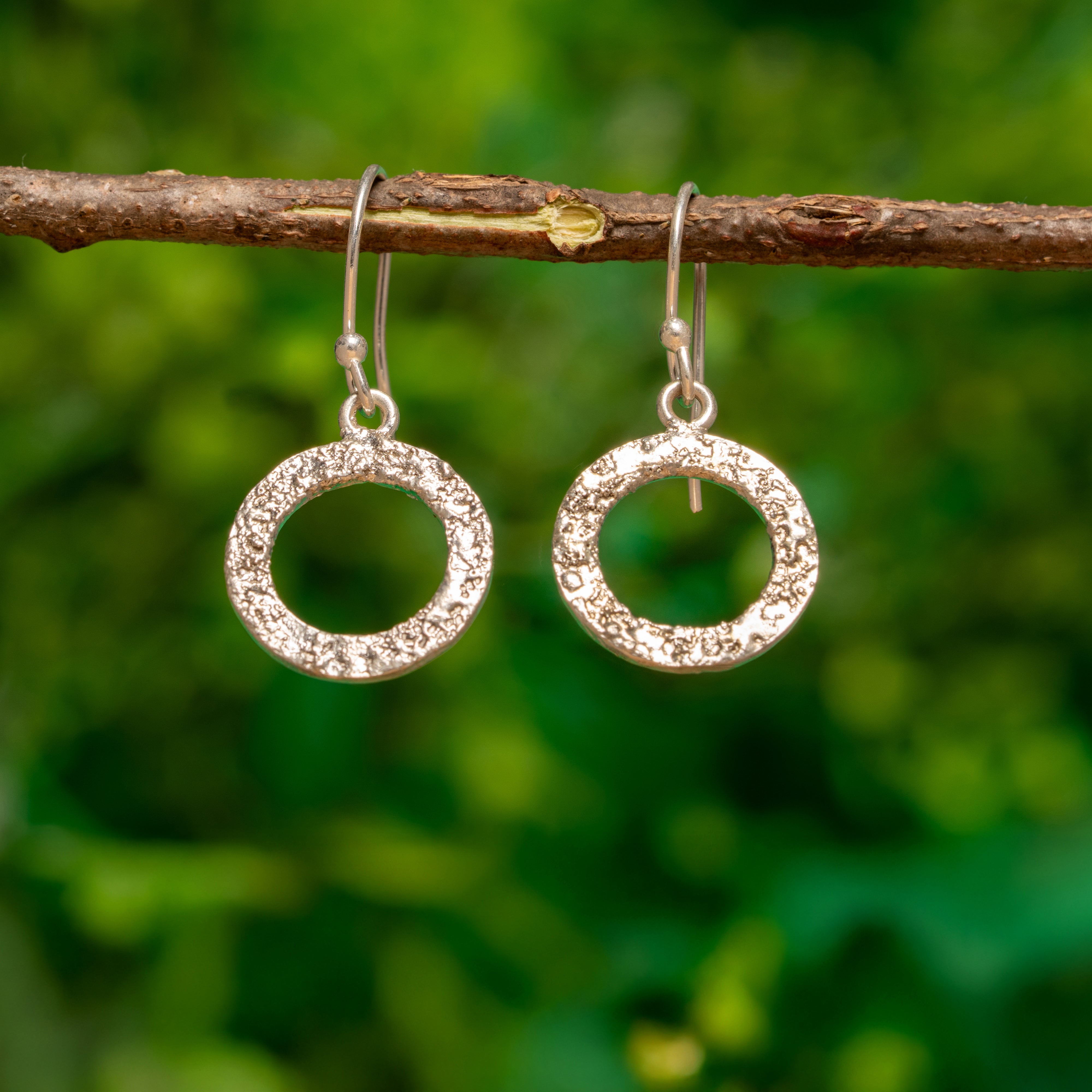 925 Sterling Silver Handmade Hammered Classic Dangle Round Small Earring