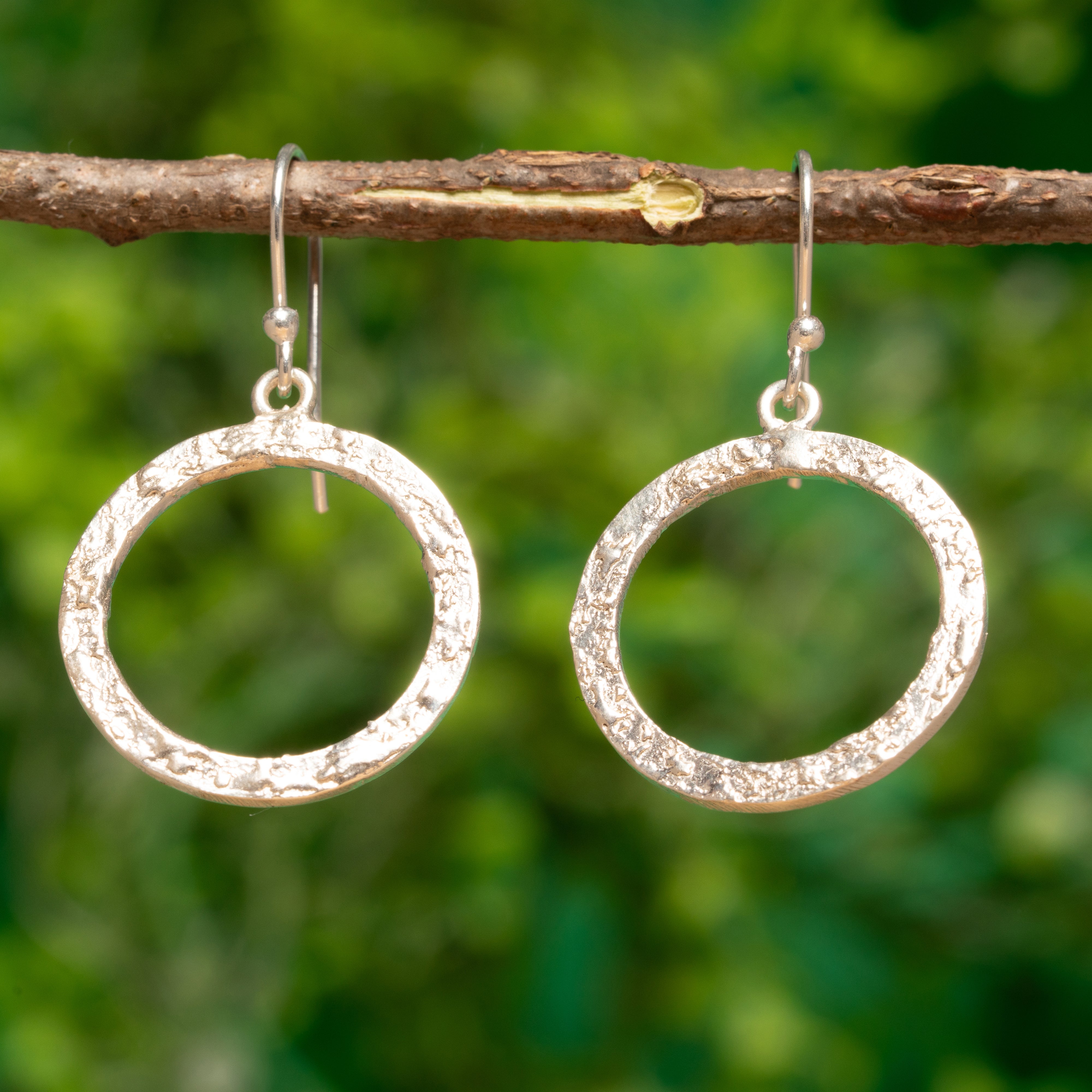 925 Sterling Silver Handmade Hammered Classic Dangle Round Big Earring