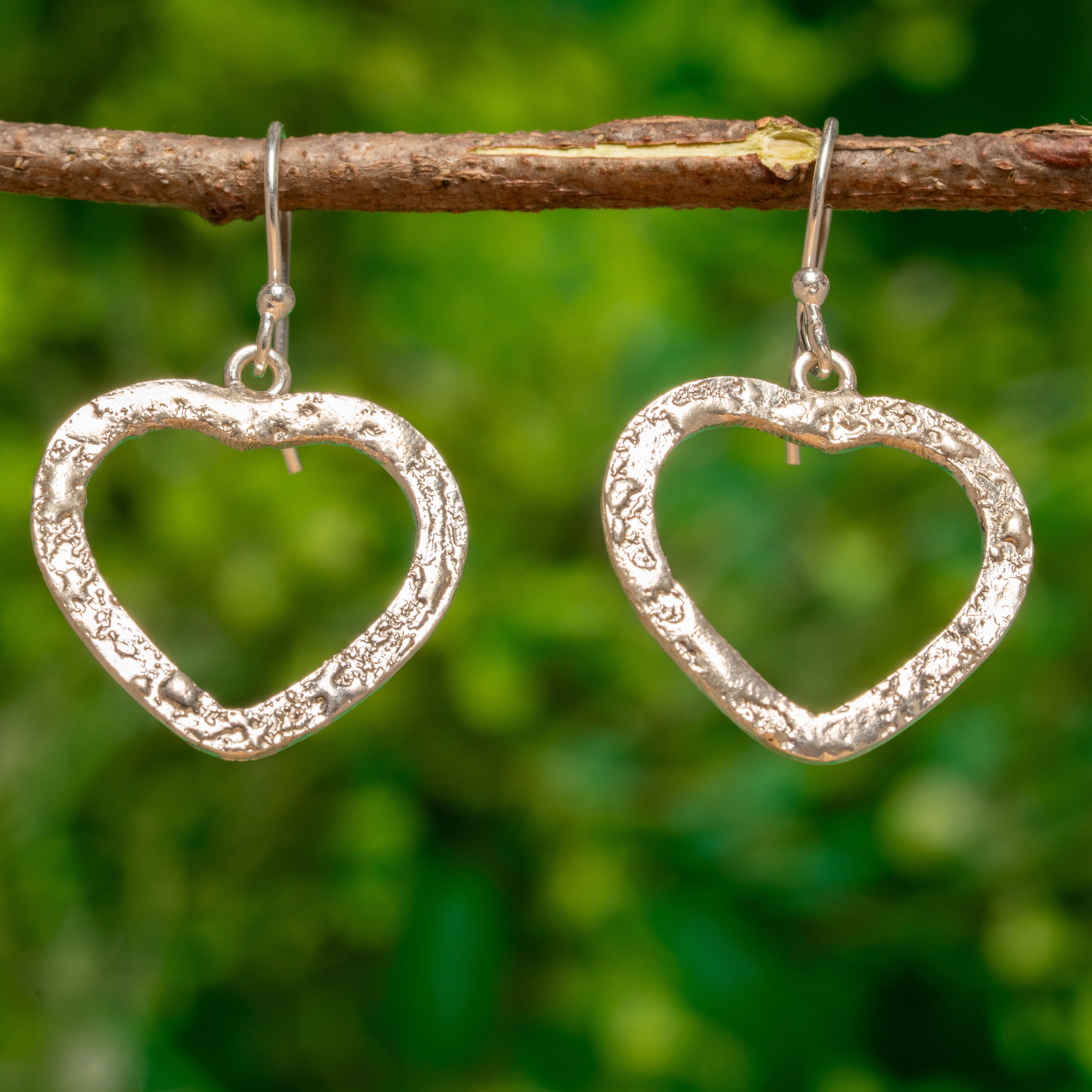 925 Sterling Silver Handmade Hammered Classic Dangle Heart Earring