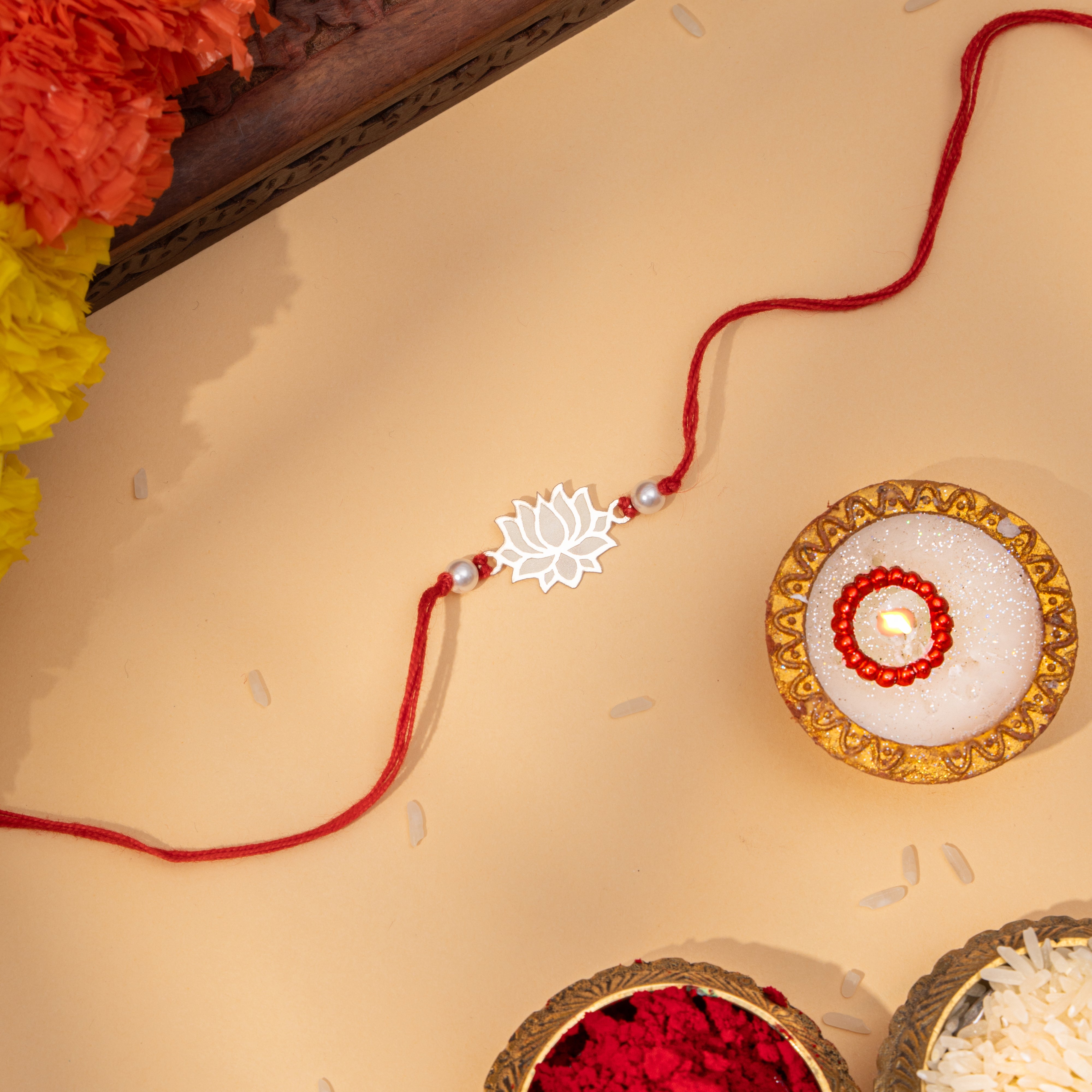 Lotus 925 Sterling Silver Rakhi