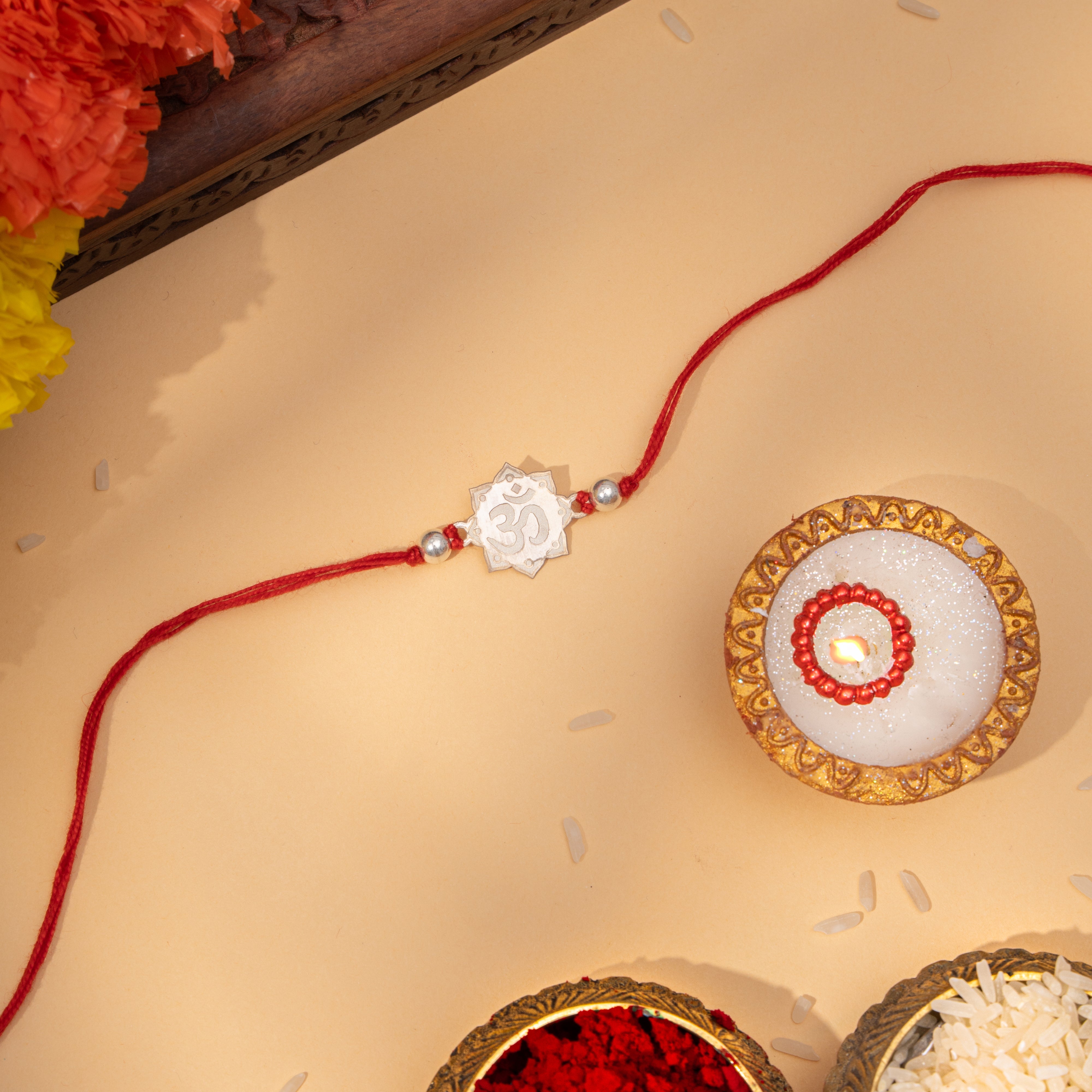 Om 925 Pure Silver Rakhi